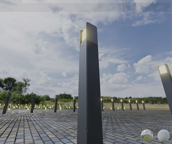 Street Light 8 Bollard 900mm Basic Version 1 Low-poly 3D model