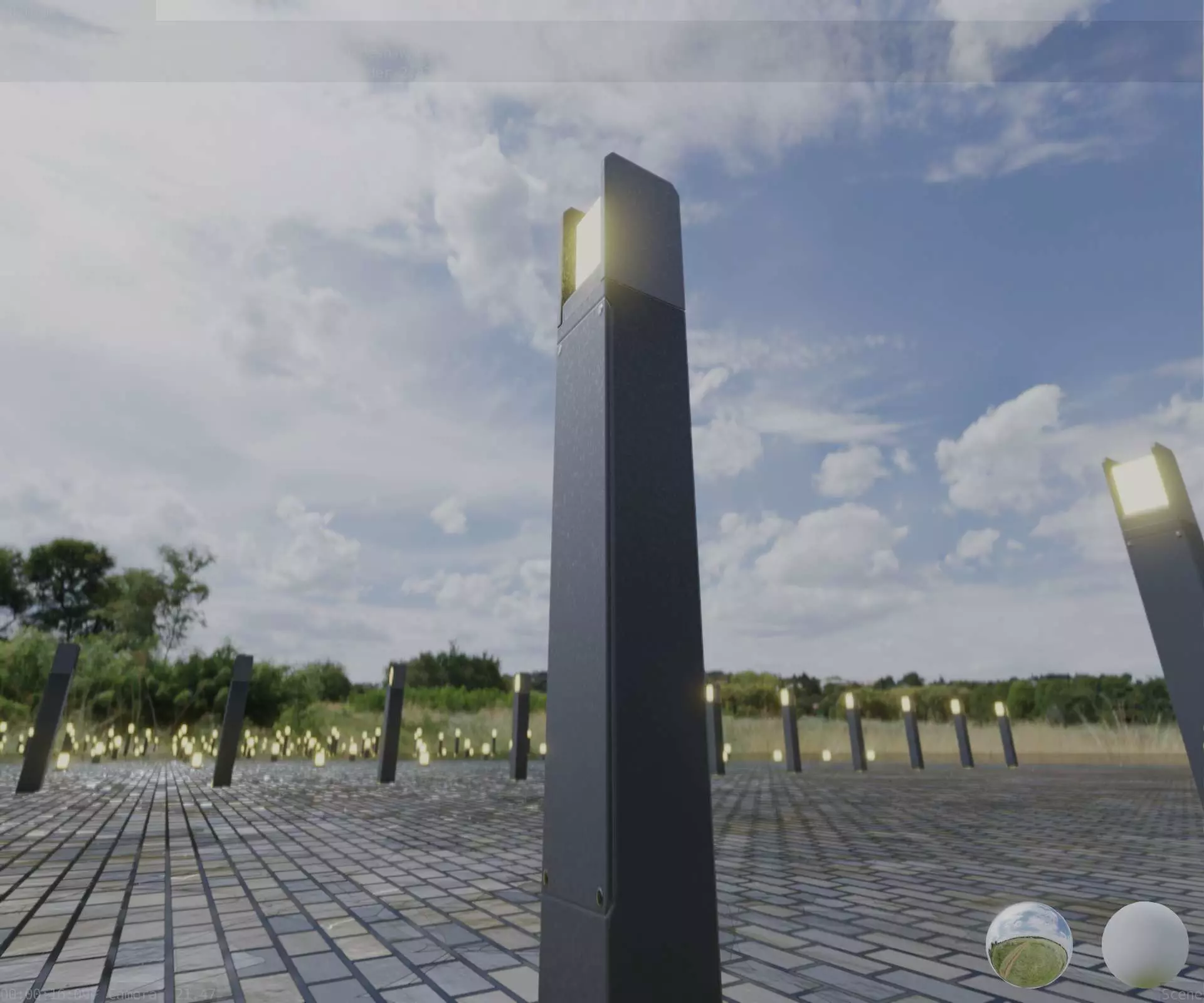 Street Light 8 Bollard 900mm Basic Version 1 Low-poly 3D model_0
