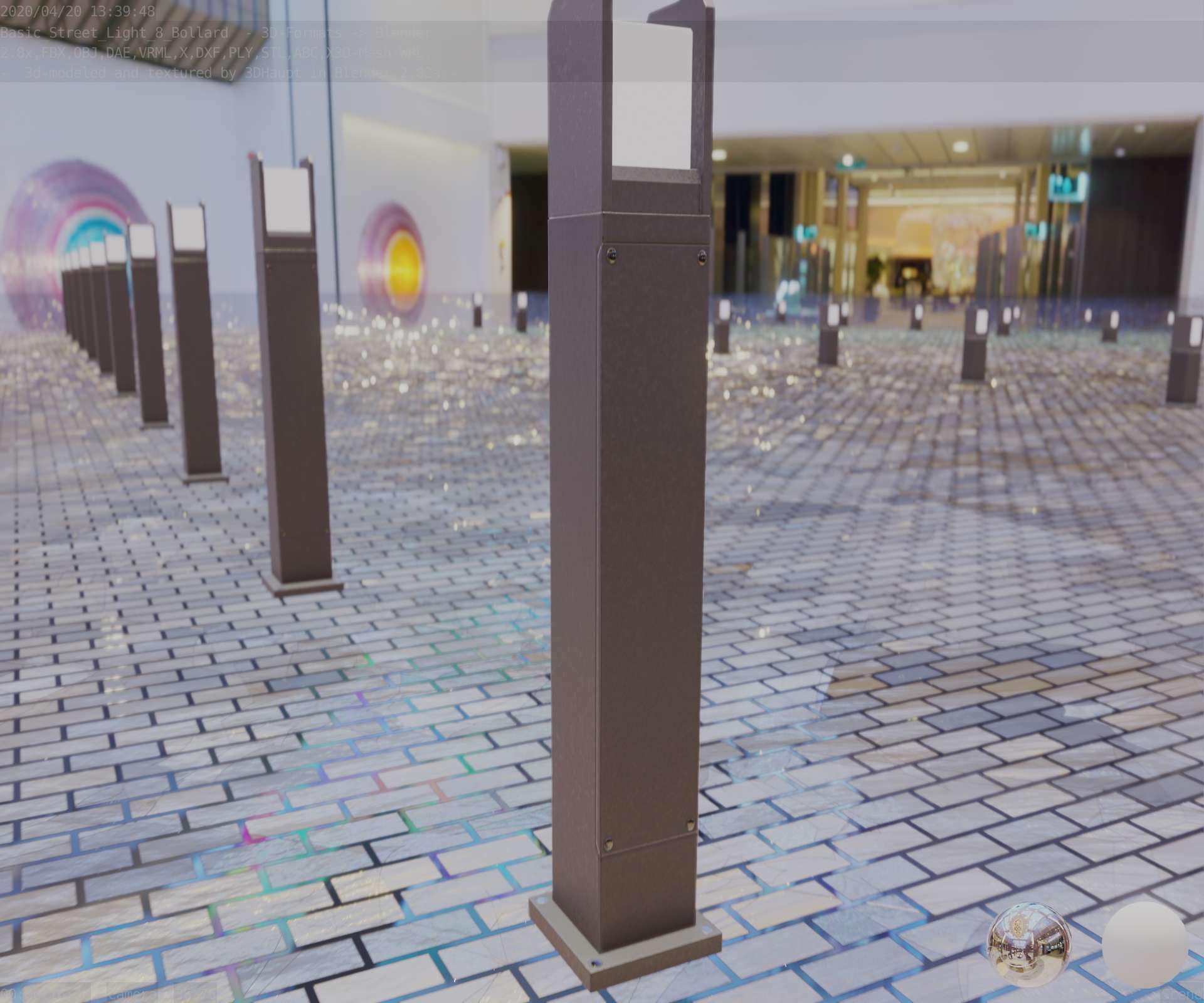 Street Light 8 Bollard 900mm Basic Version 1 Low-poly 3D model_83