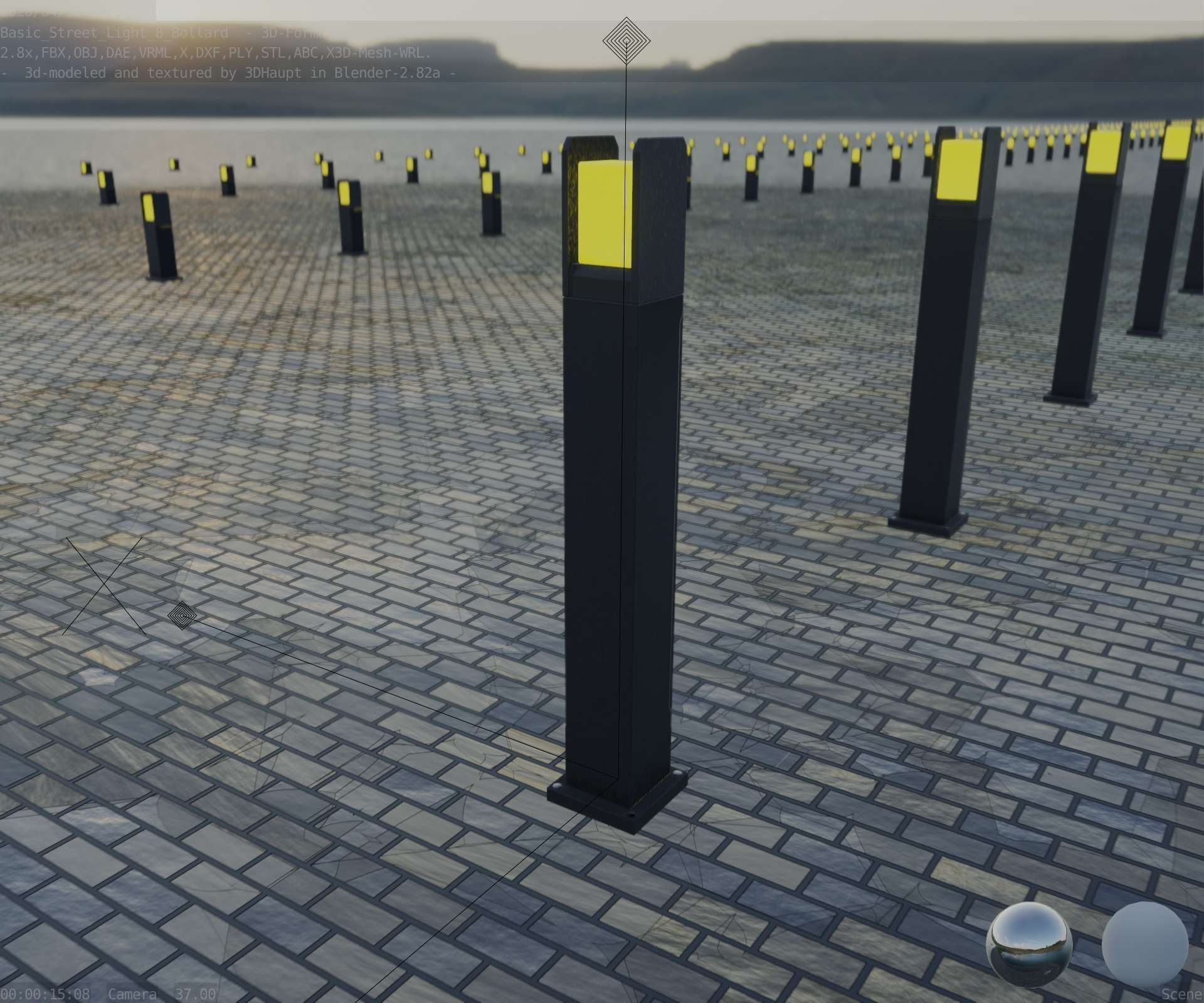 Street Light 8 Bollard 900mm Basic Version 1 Low-poly 3D model_67