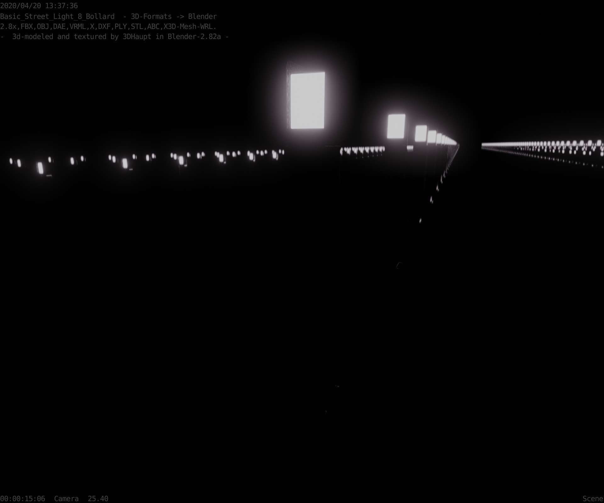 Street Light 8 Bollard 900mm Basic Version 1 Low-poly 3D model_65