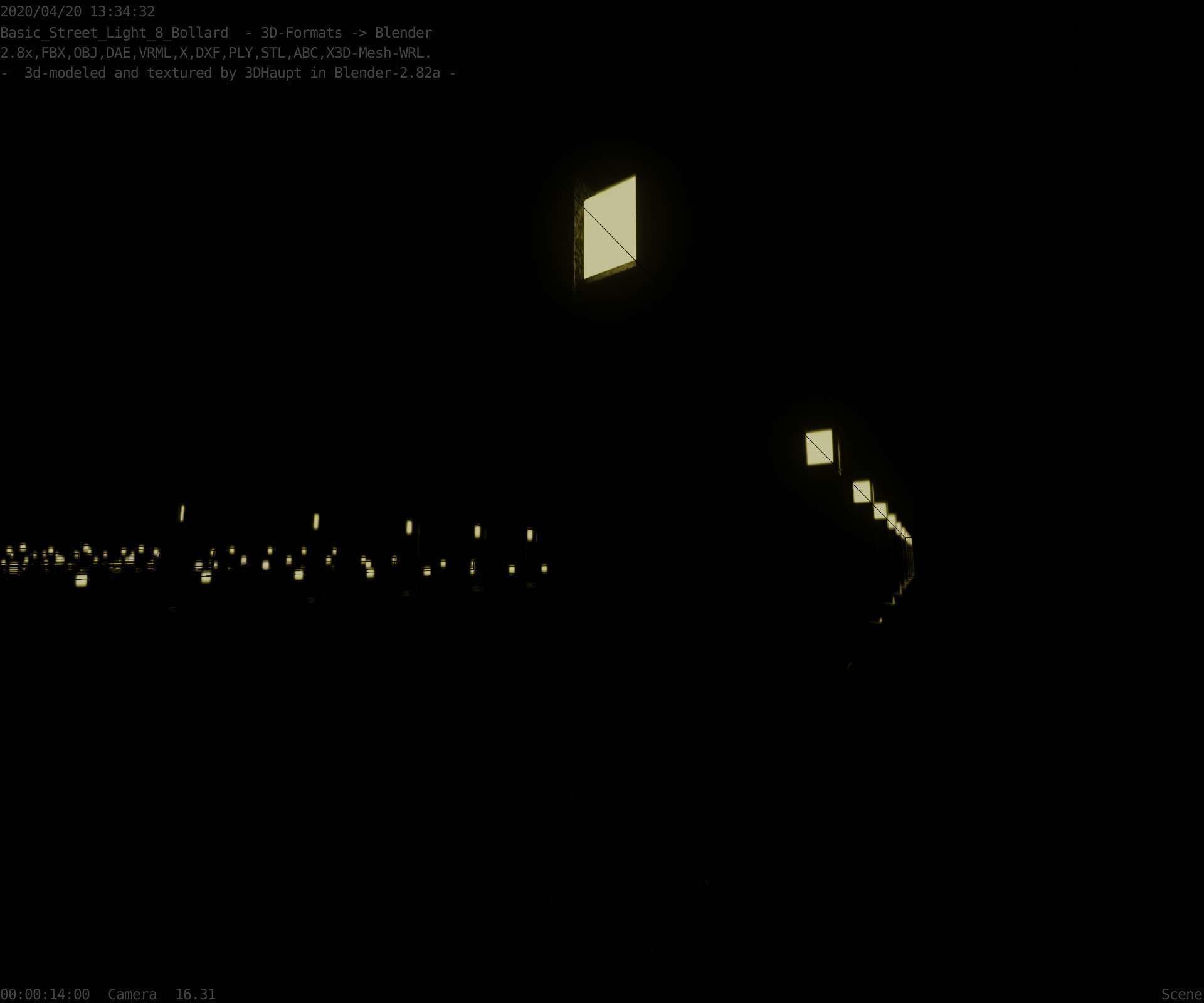 Street Light 8 Bollard 900mm Basic Version 1 Low-poly 3D model_37