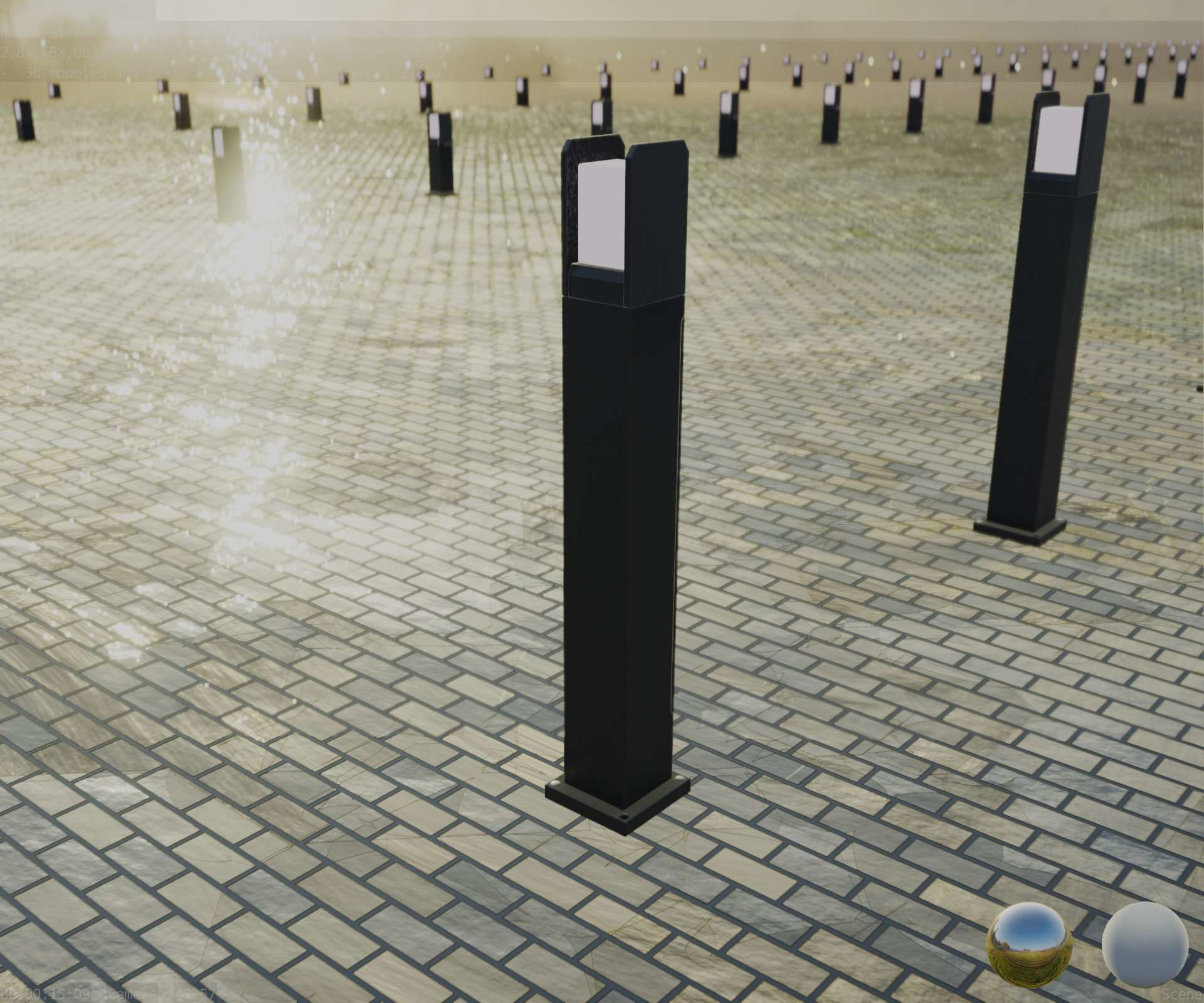 Street Light 8 Bollard 900mm Basic Version 1 Low-poly 3D model_68