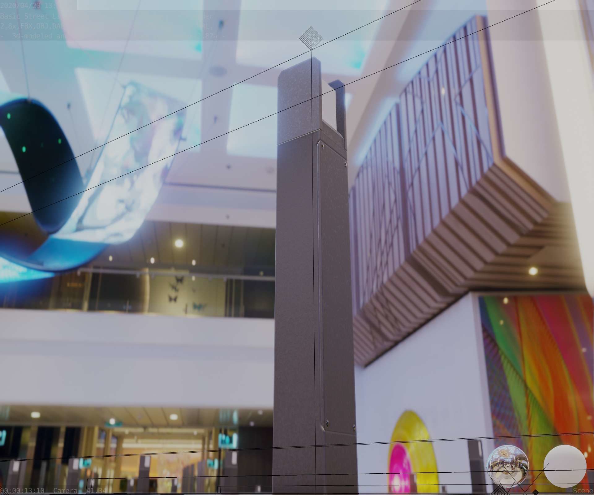 Street Light 8 Bollard 900mm Basic Version 1 Low-poly 3D model_29