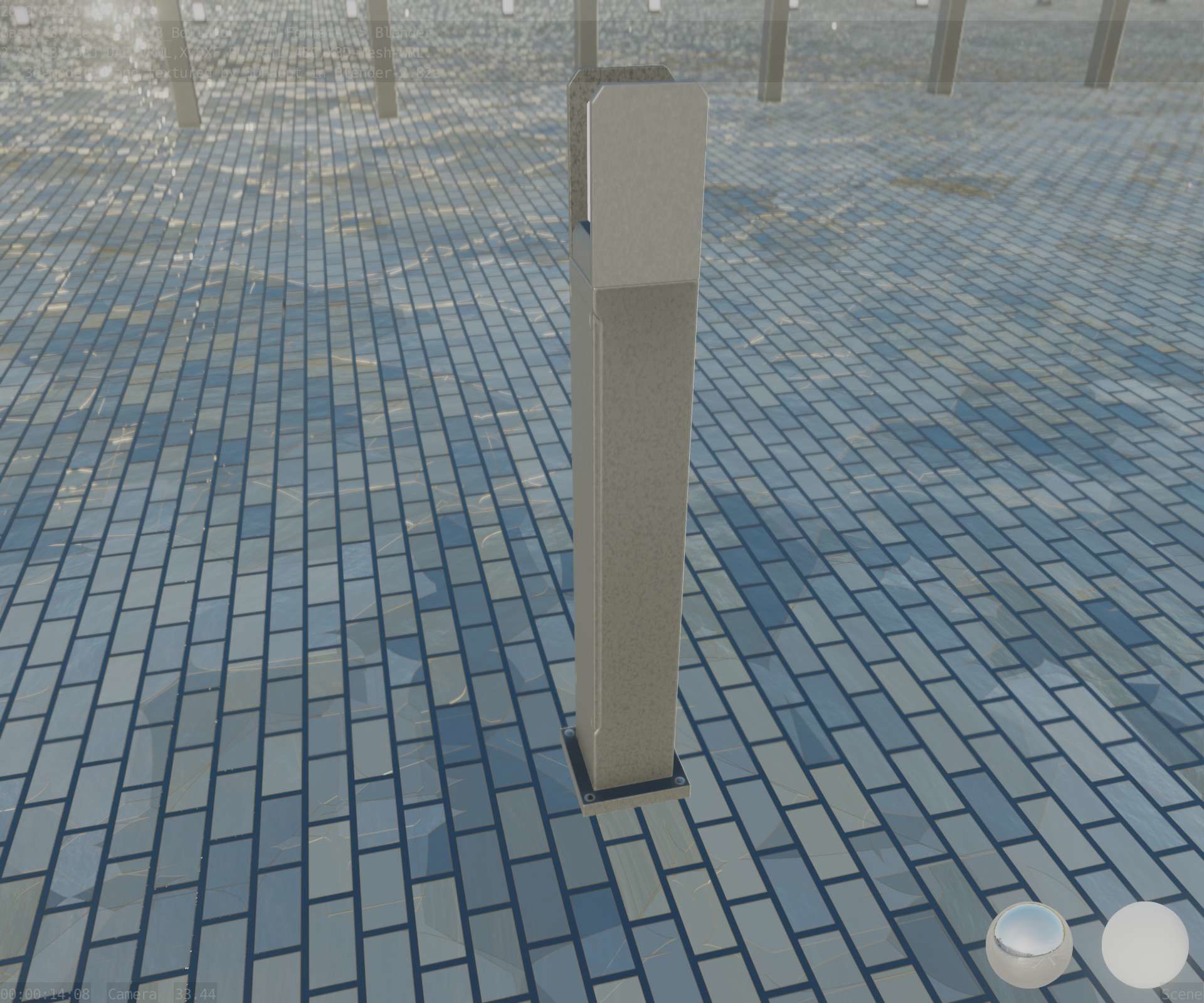 Street Light 8 Bollard 900mm Basic Version 1 Low-poly 3D model_44