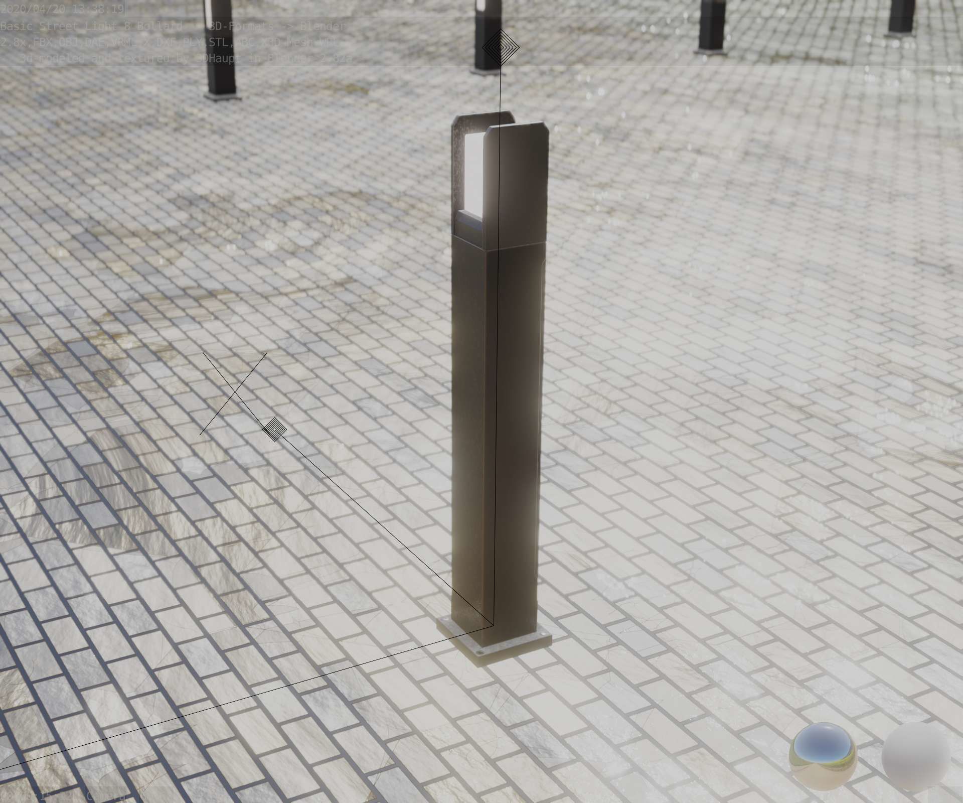 Street Light 8 Bollard 900mm Basic Version 1 Low-poly 3D model_71