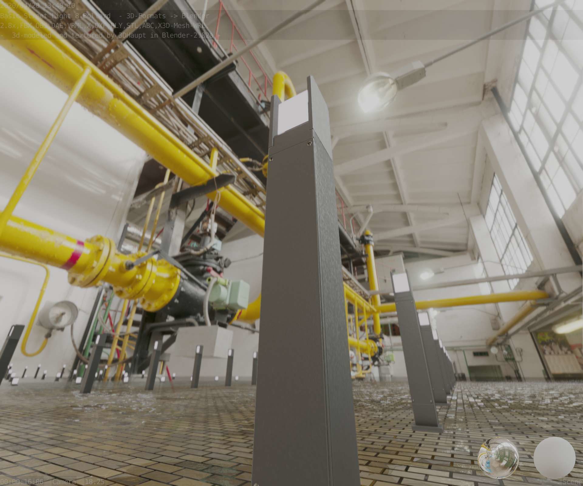 Street Light 8 Bollard 900mm Basic Version 1 Low-poly 3D model_89