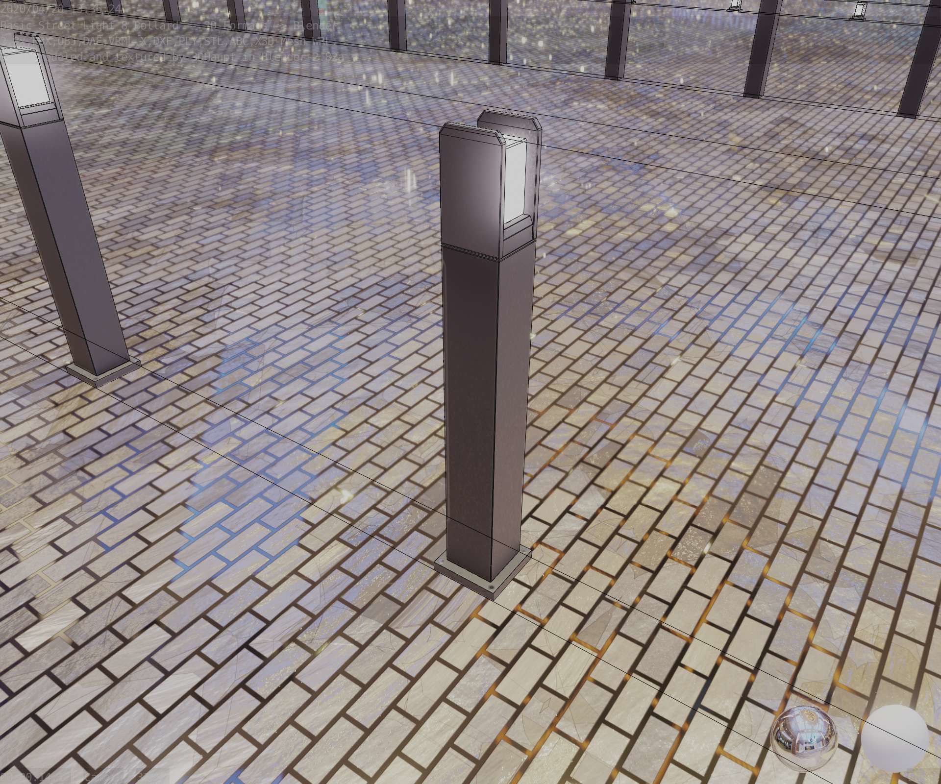Street Light 8 Bollard 900mm Basic Version 1 Low-poly 3D model_52