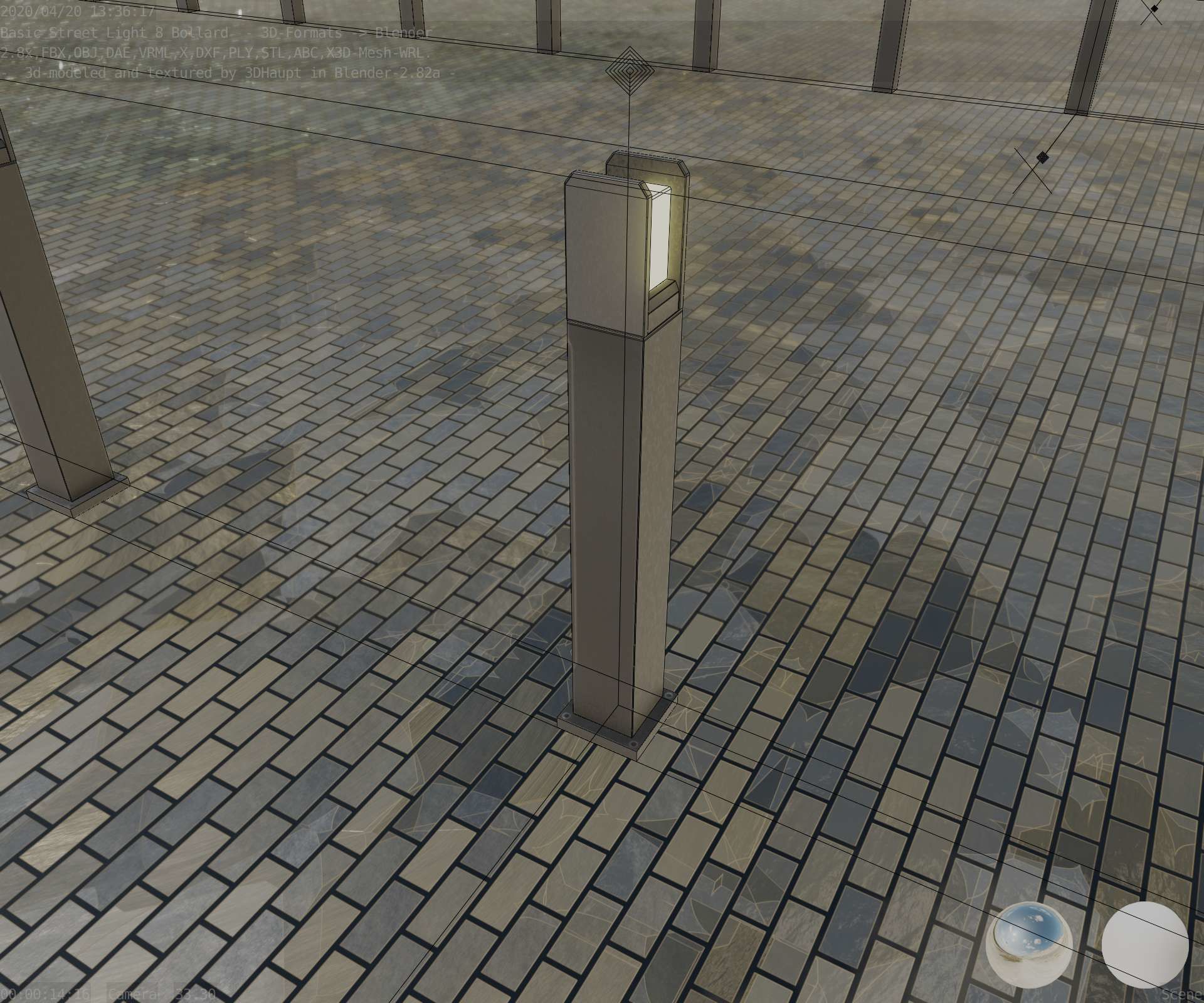 Street Light 8 Bollard 900mm Basic Version 1 Low-poly 3D model_51