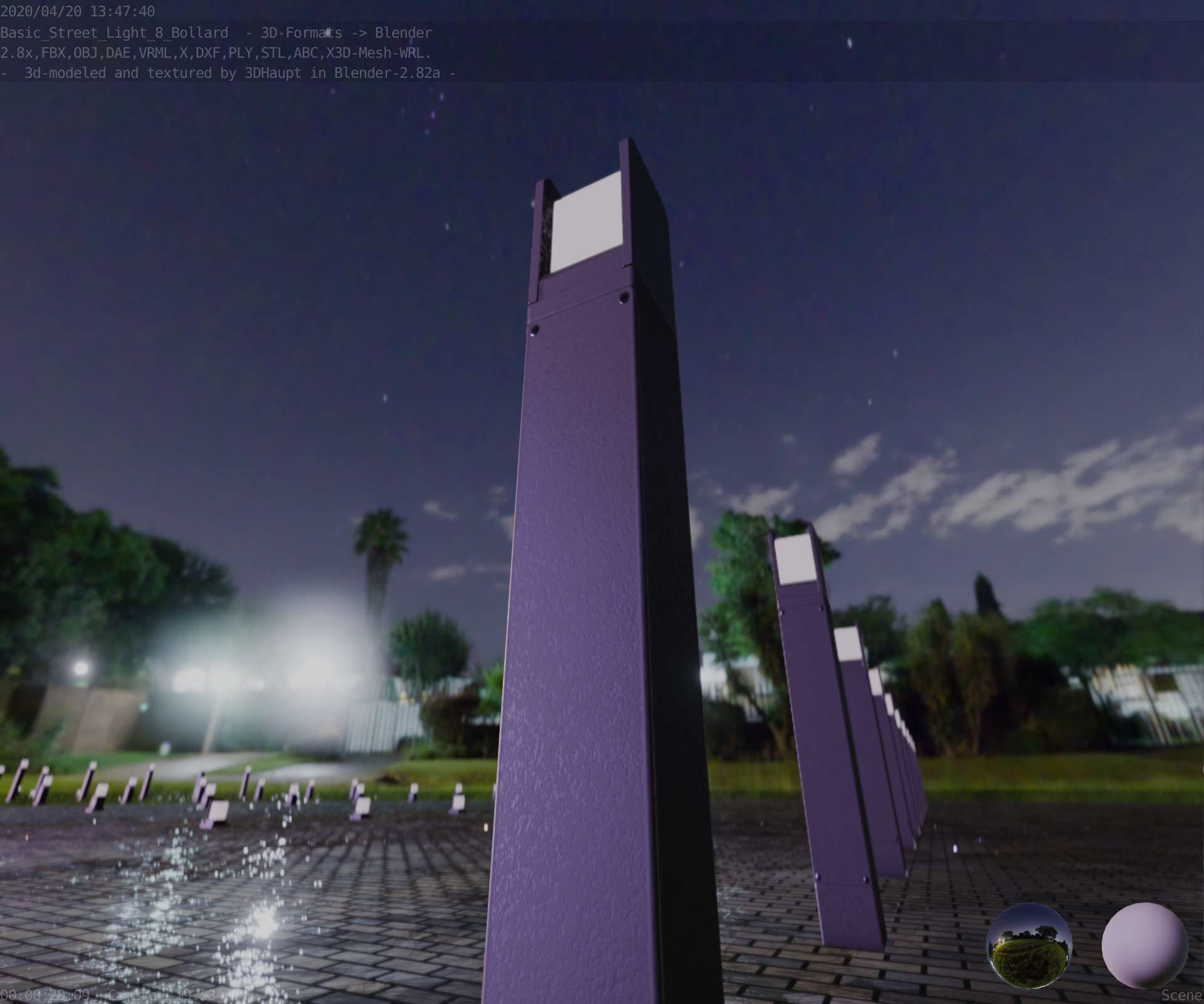 Street Light 8 Bollard 900mm Basic Version 4 Low-poly 3D model_86