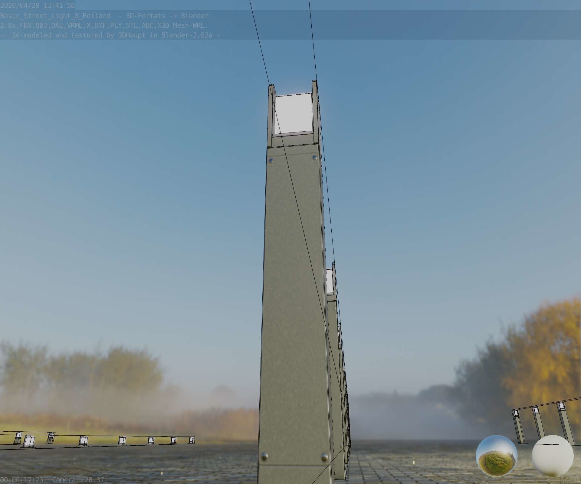 Street Light 8 Bollard 900mm Basic Version 4 Low-poly 3D model_17