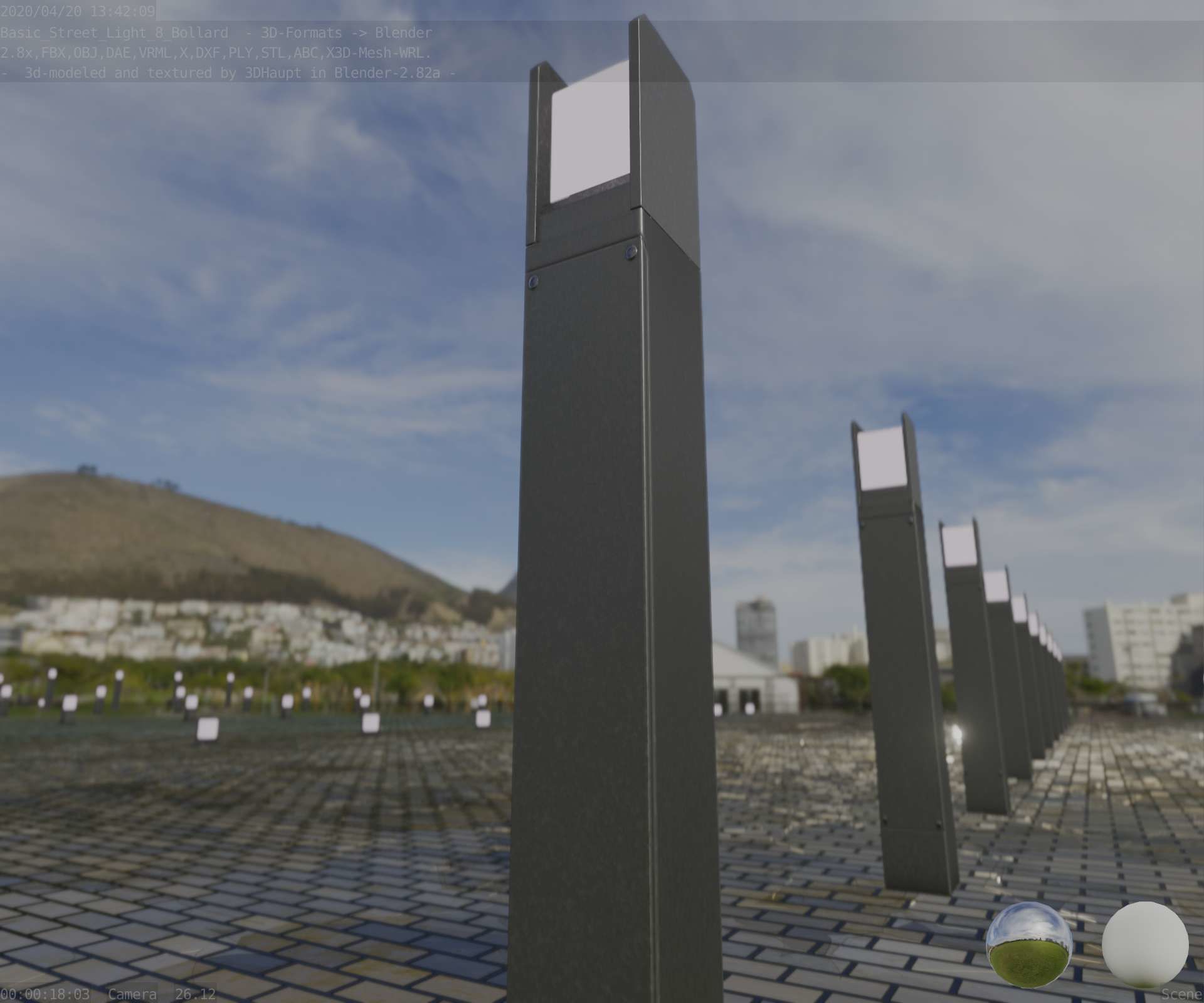 Street Light 8 Bollard 900mm Basic Version 4 Low-poly 3D model_21