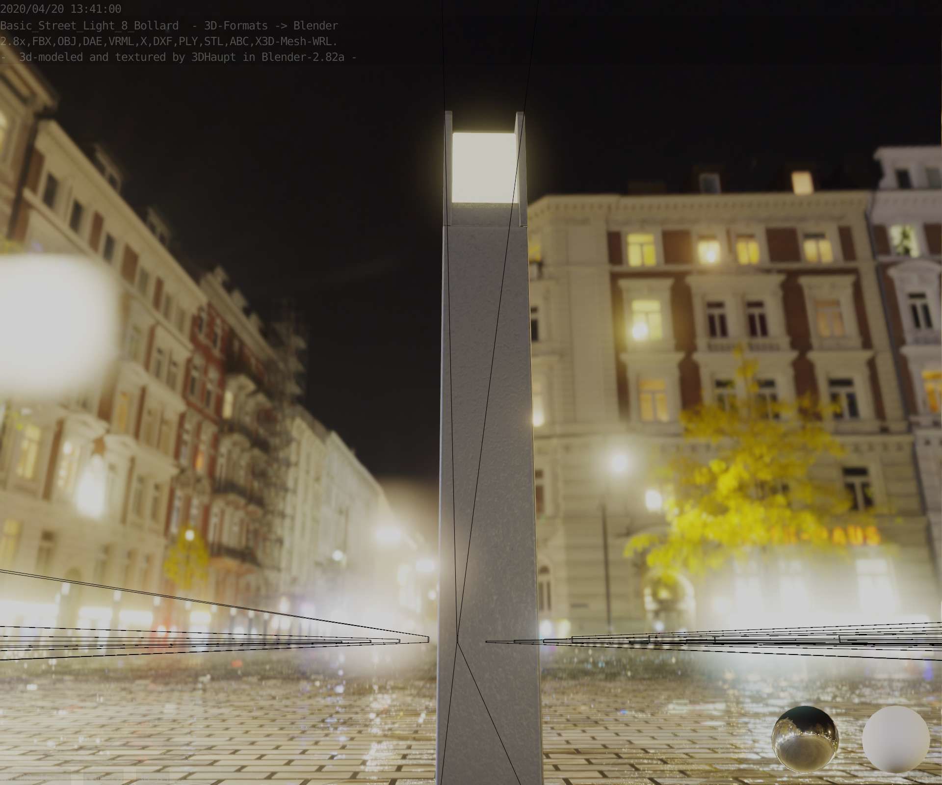 Street Light 8 Bollard 900mm Basic Version 4 Low-poly 3D model_26