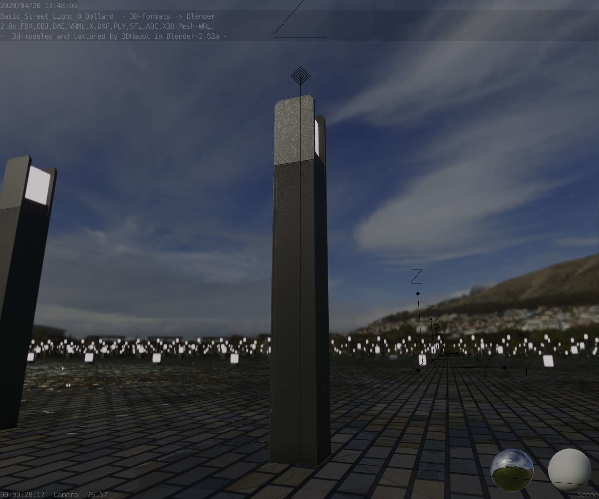 Street Light 8 Bollard 900mm Basic Version 4 Low-poly 3D model_94