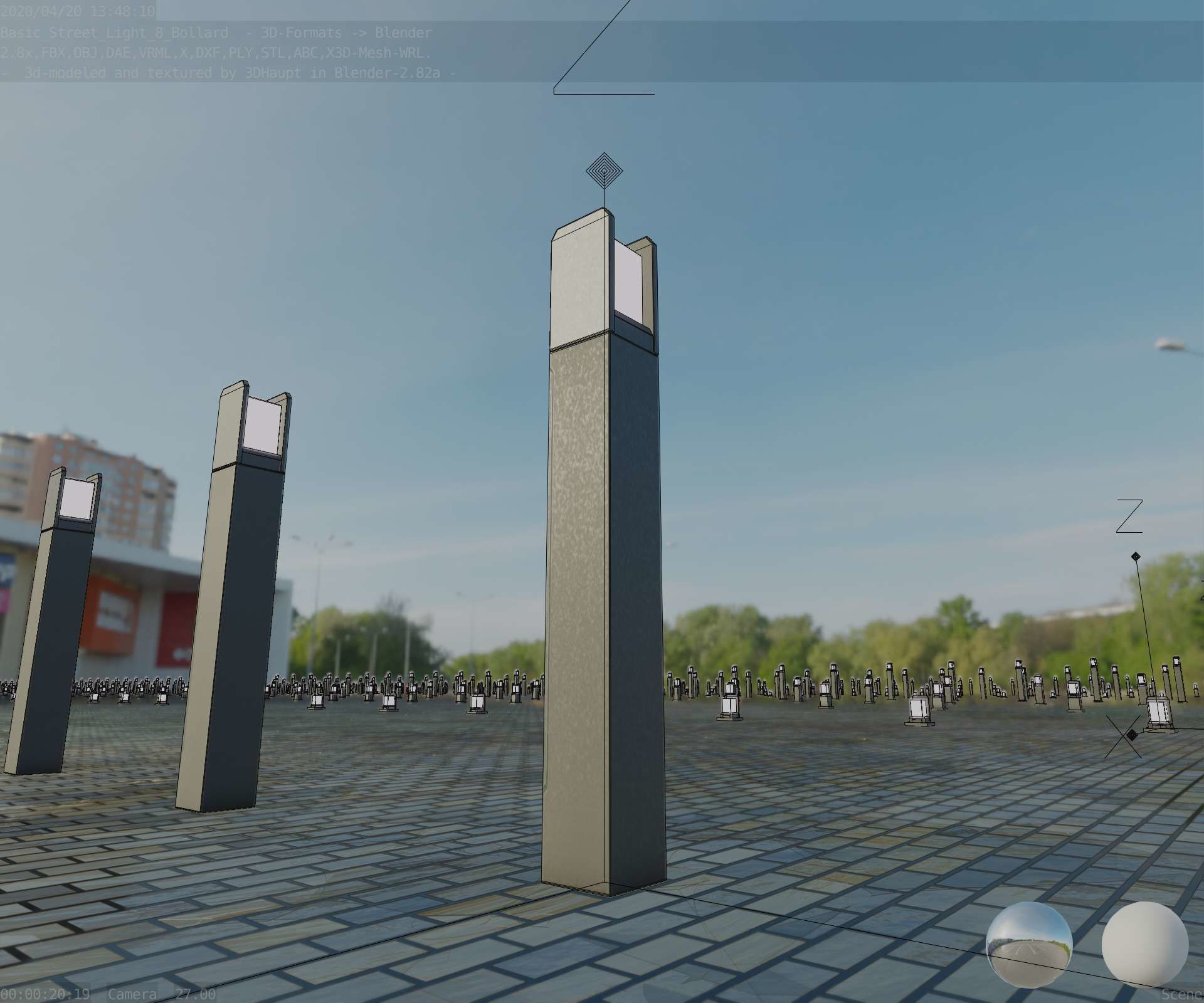 Street Light 8 Bollard 900mm Basic Version 4 Low-poly 3D model_96
