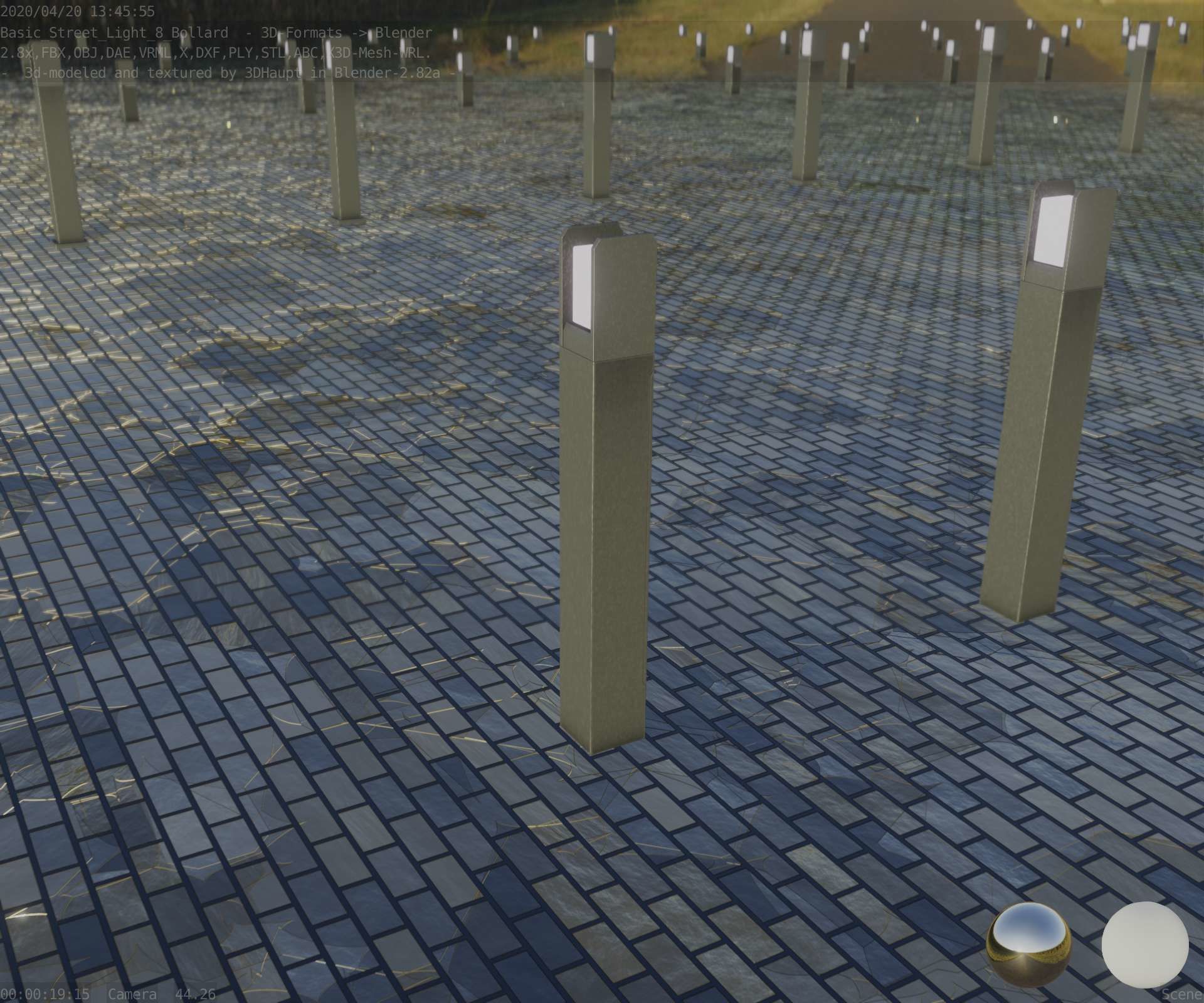 Street Light 8 Bollard 900mm Basic Version 4 Low-poly 3D model_5