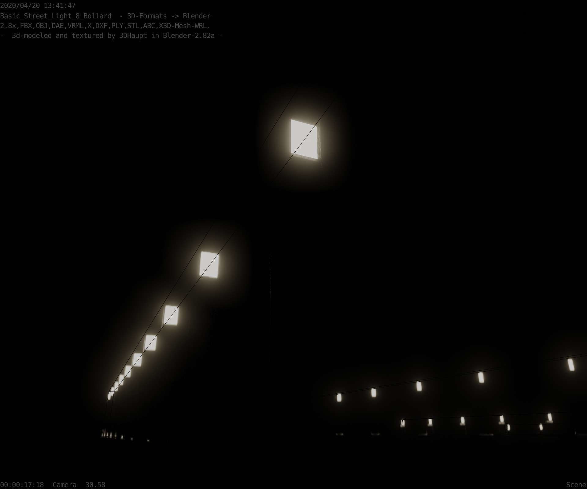 Street Light 8 Bollard 900mm Basic Version 4 Low-poly 3D model_12