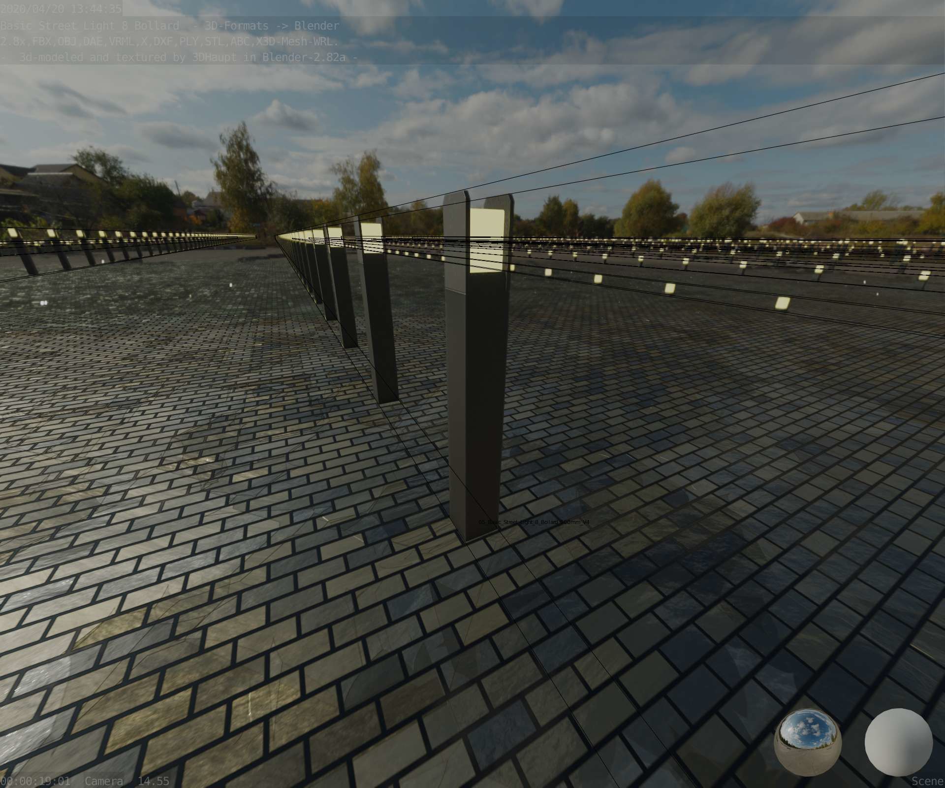 Street Light 8 Bollard 900mm Basic Version 4 Low-poly 3D model_61