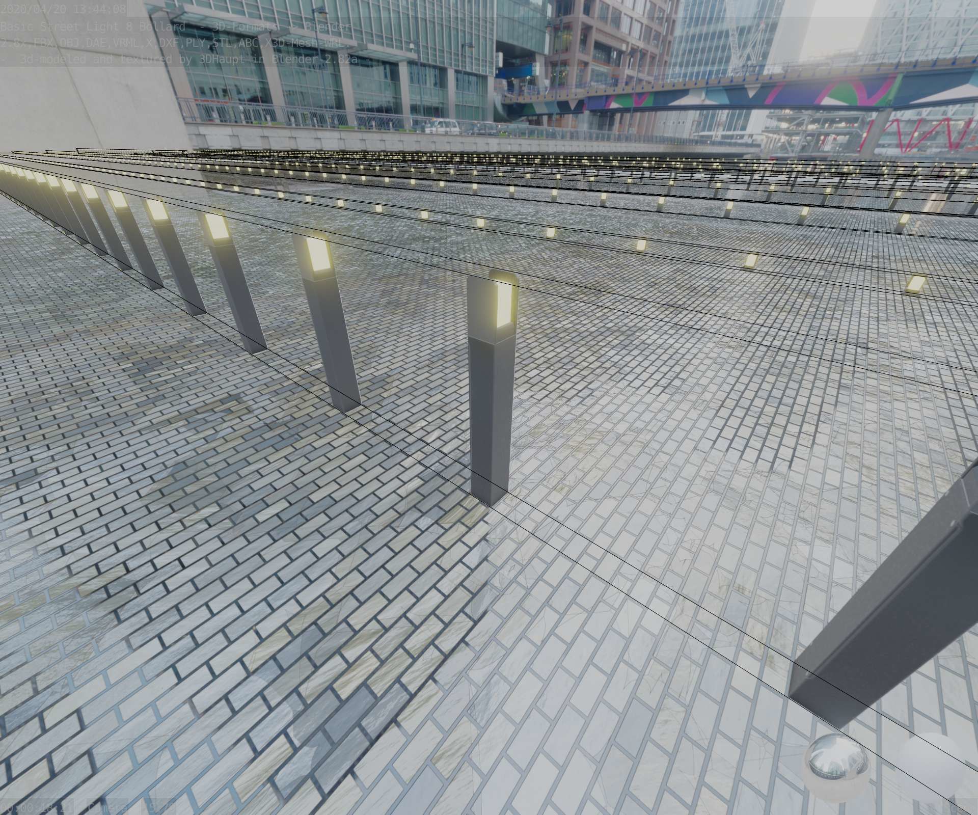 Street Light 8 Bollard 900mm Basic Version 4 Low-poly 3D model_57