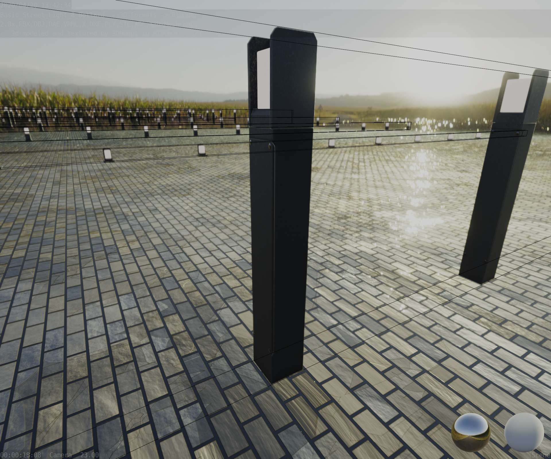 Street Light 8 Bollard 900mm Basic Version 4 Low-poly 3D model_44