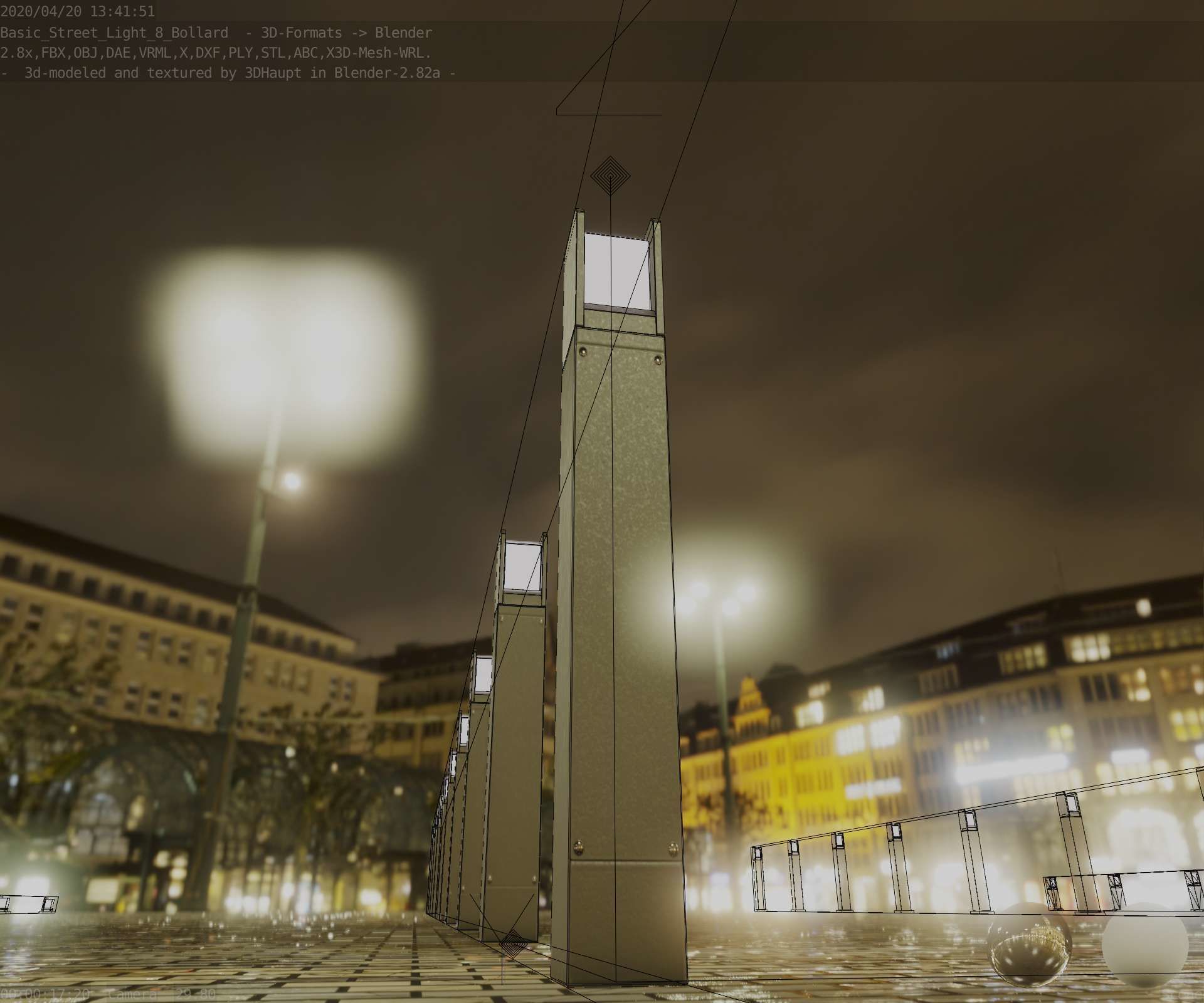 Street Light 8 Bollard 900mm Basic Version 4 Low-poly 3D model_14