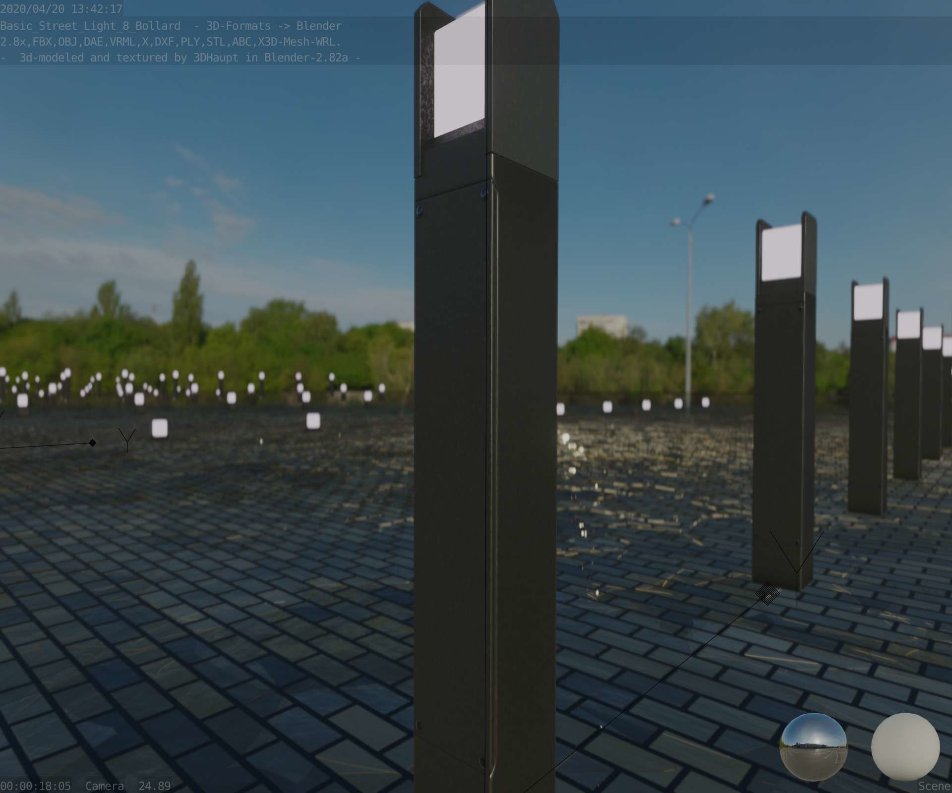 Street Light 8 Bollard 900mm Basic Version 4 Low-poly 3D model_41