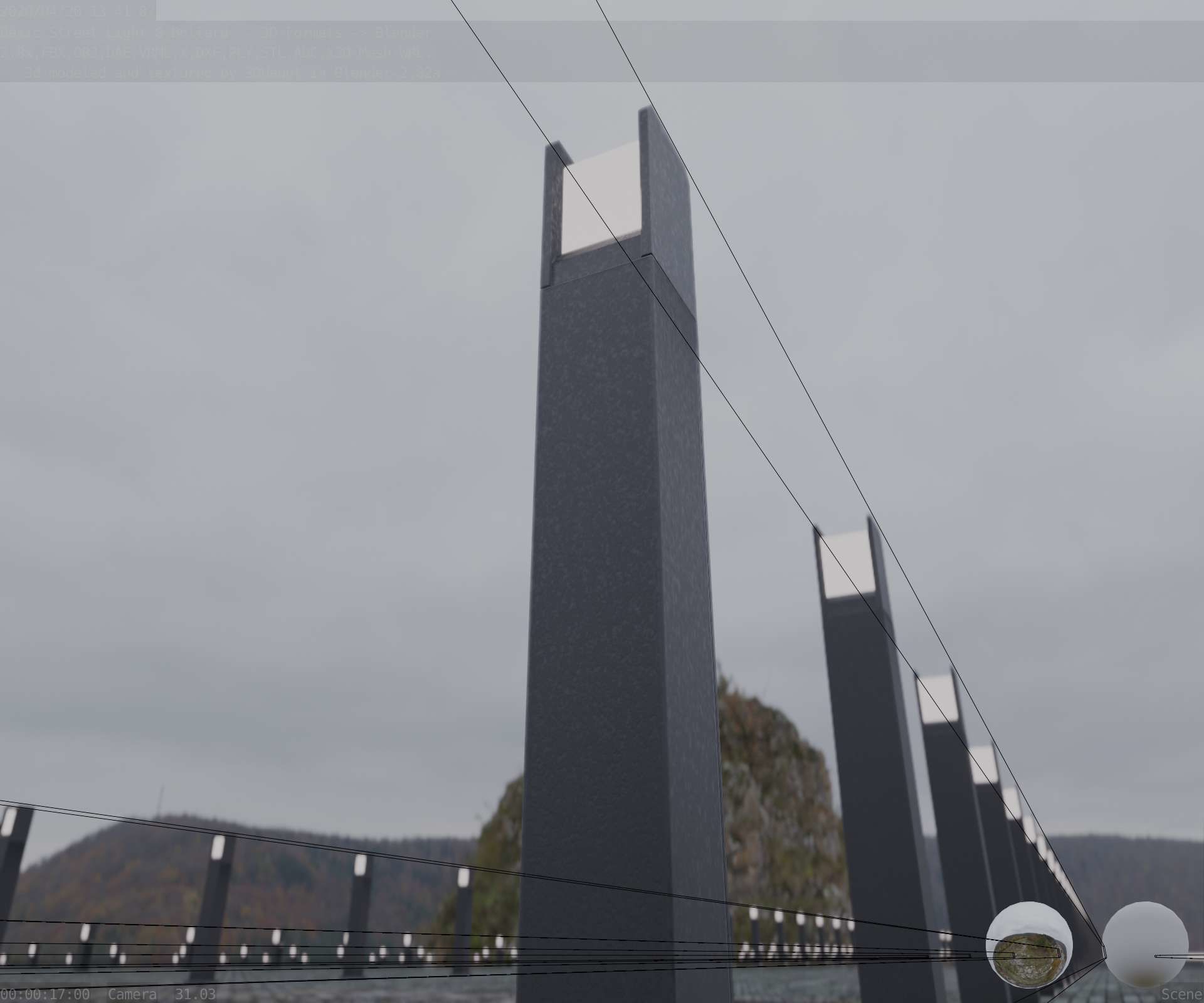 Street Light 8 Bollard 900mm Basic Version 4 Low-poly 3D model_28