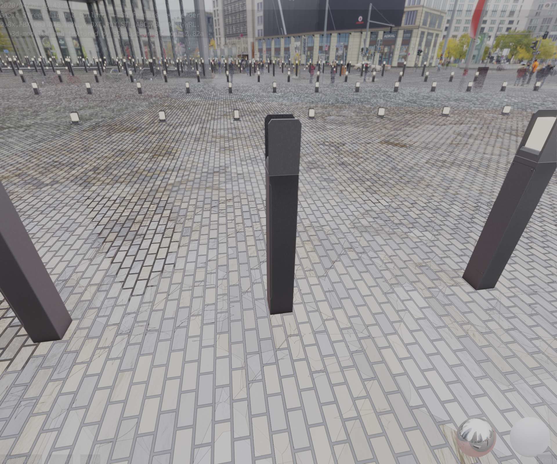 Street Light 8 Bollard 900mm Basic Version 4 Low-poly 3D model_48