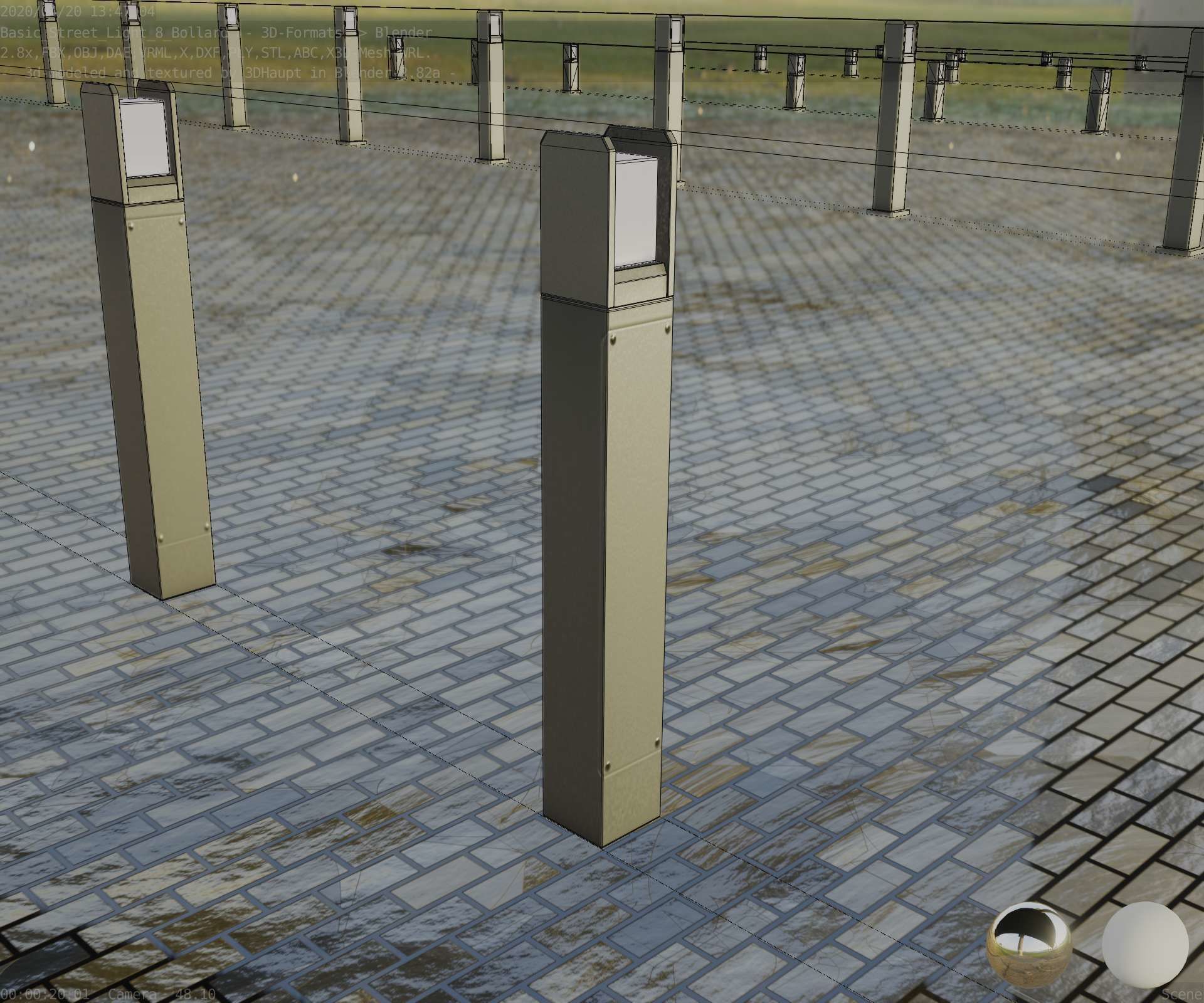 Street Light 8 Bollard 900mm Basic Version 4 Low-poly 3D model_78