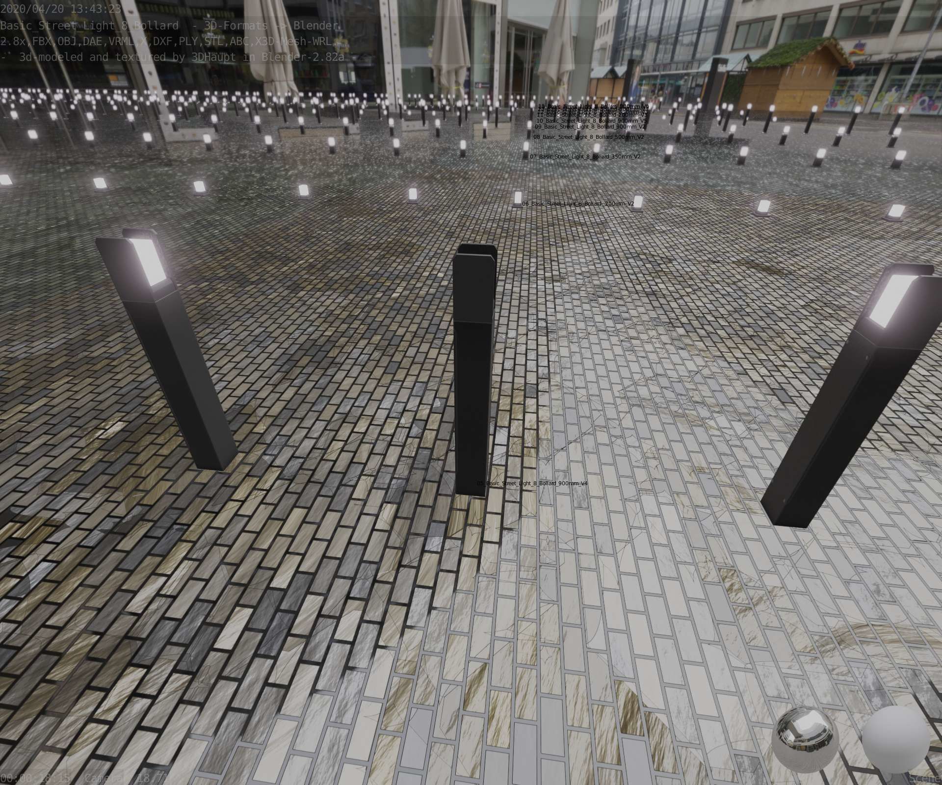 Street Light 8 Bollard 900mm Basic Version 4 Low-poly 3D model_51