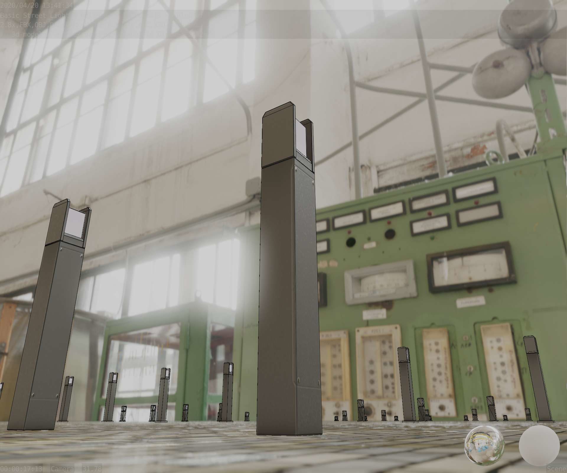 Street Light 8 Bollard 900mm Basic Version 4 Low-poly 3D model_40