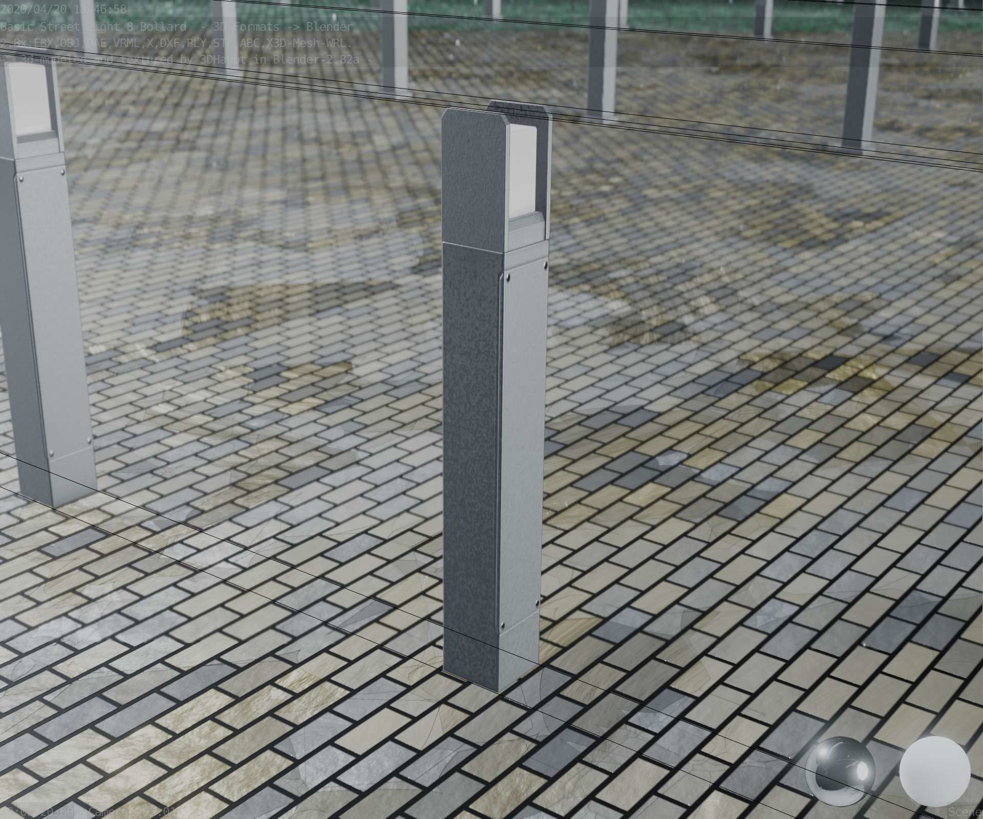 Street Light 8 Bollard 900mm Basic Version 4 Low-poly 3D model_77
