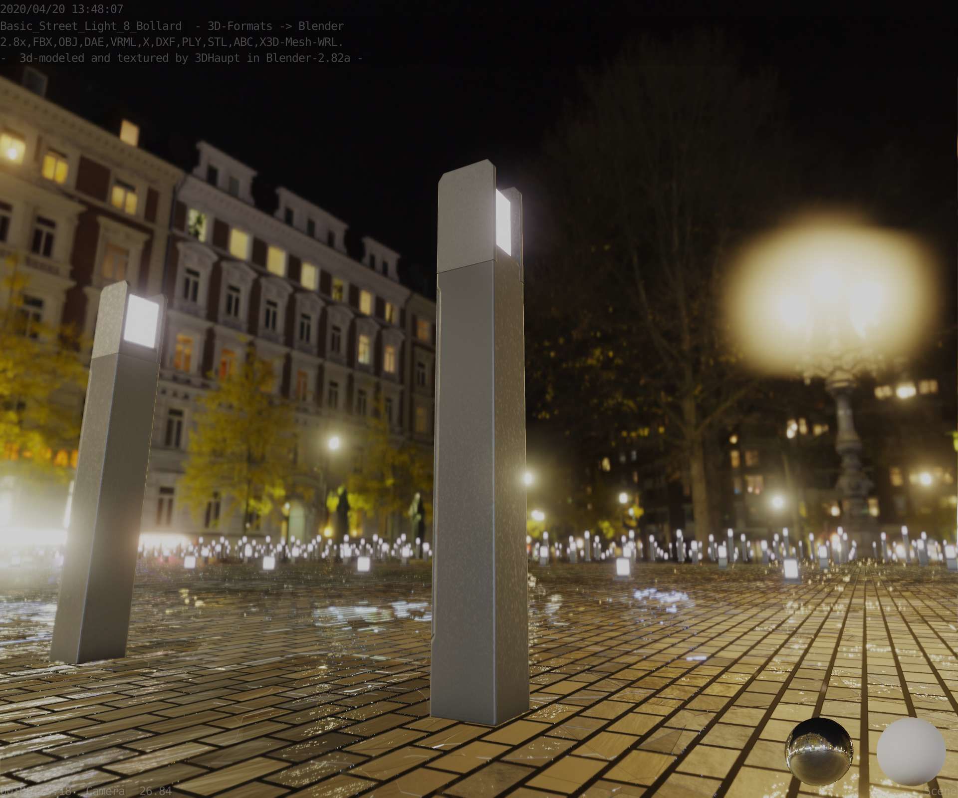 Street Light 8 Bollard 900mm Basic Version 4 Low-poly 3D model_95