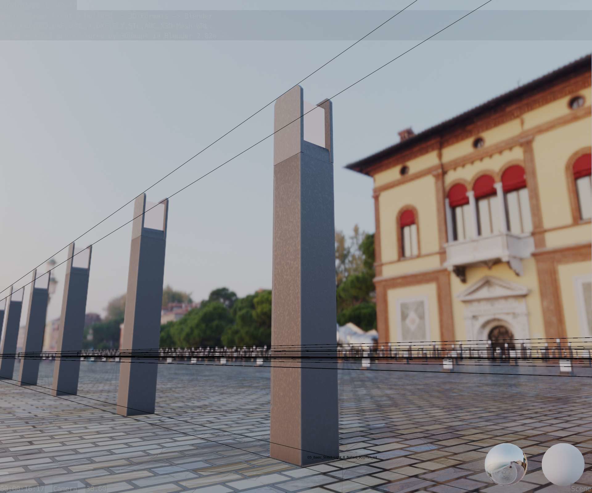 Street Light 8 Bollard 900mm Basic Version 4 Low-poly 3D model_22