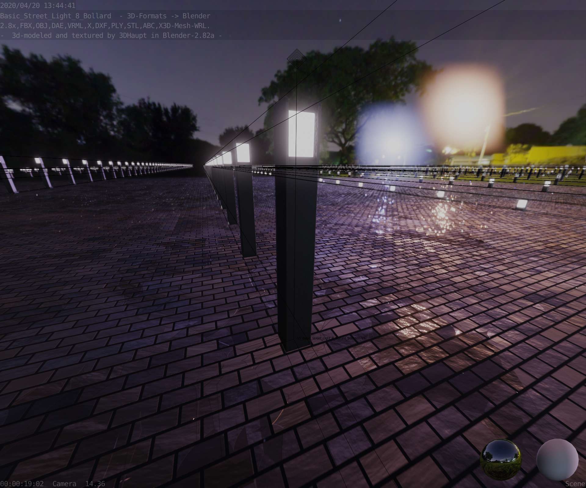 Street Light 8 Bollard 900mm Basic Version 4 Low-poly 3D model_62