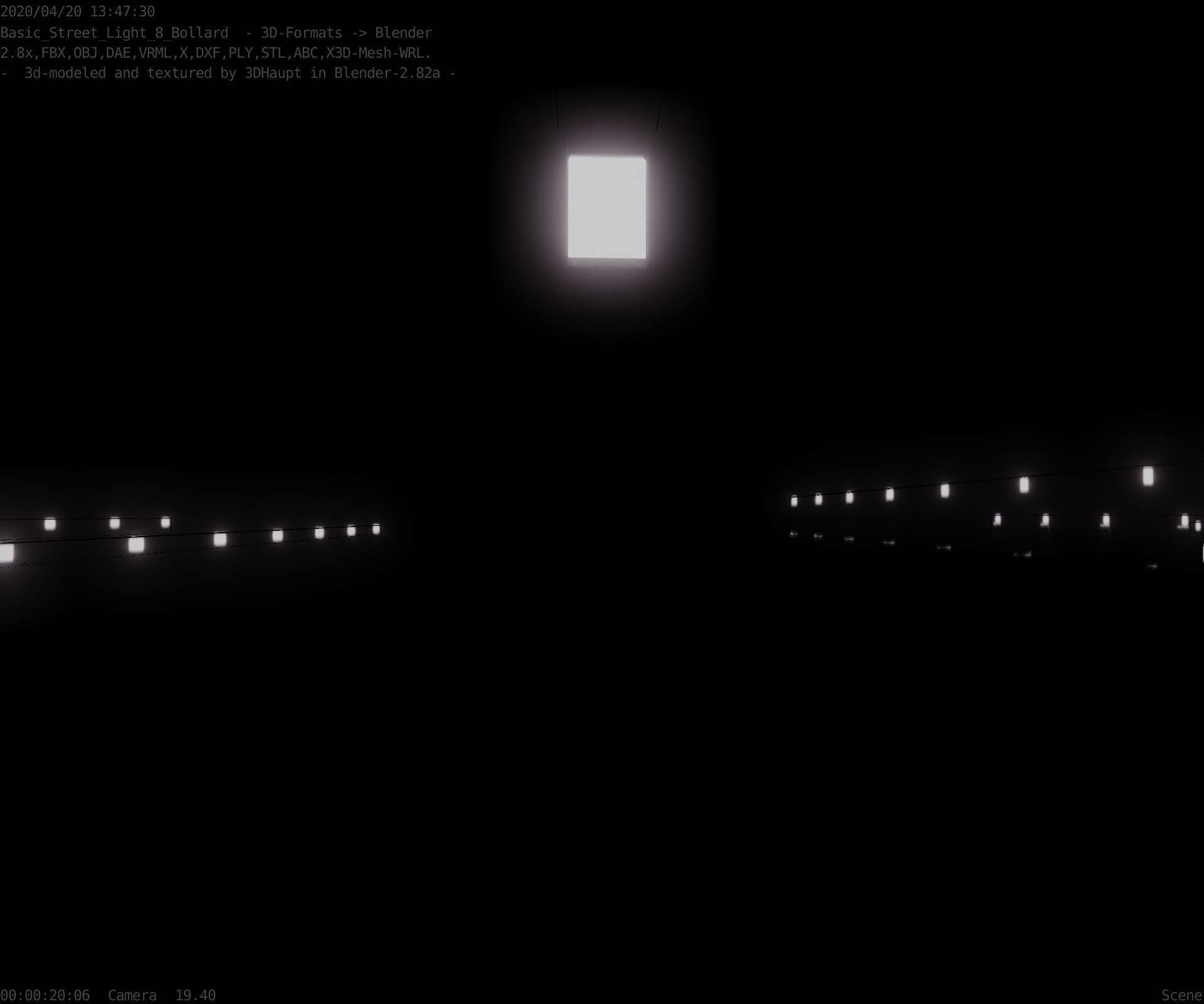 Street Light 8 Bollard 900mm Basic Version 4 Low-poly 3D model_83