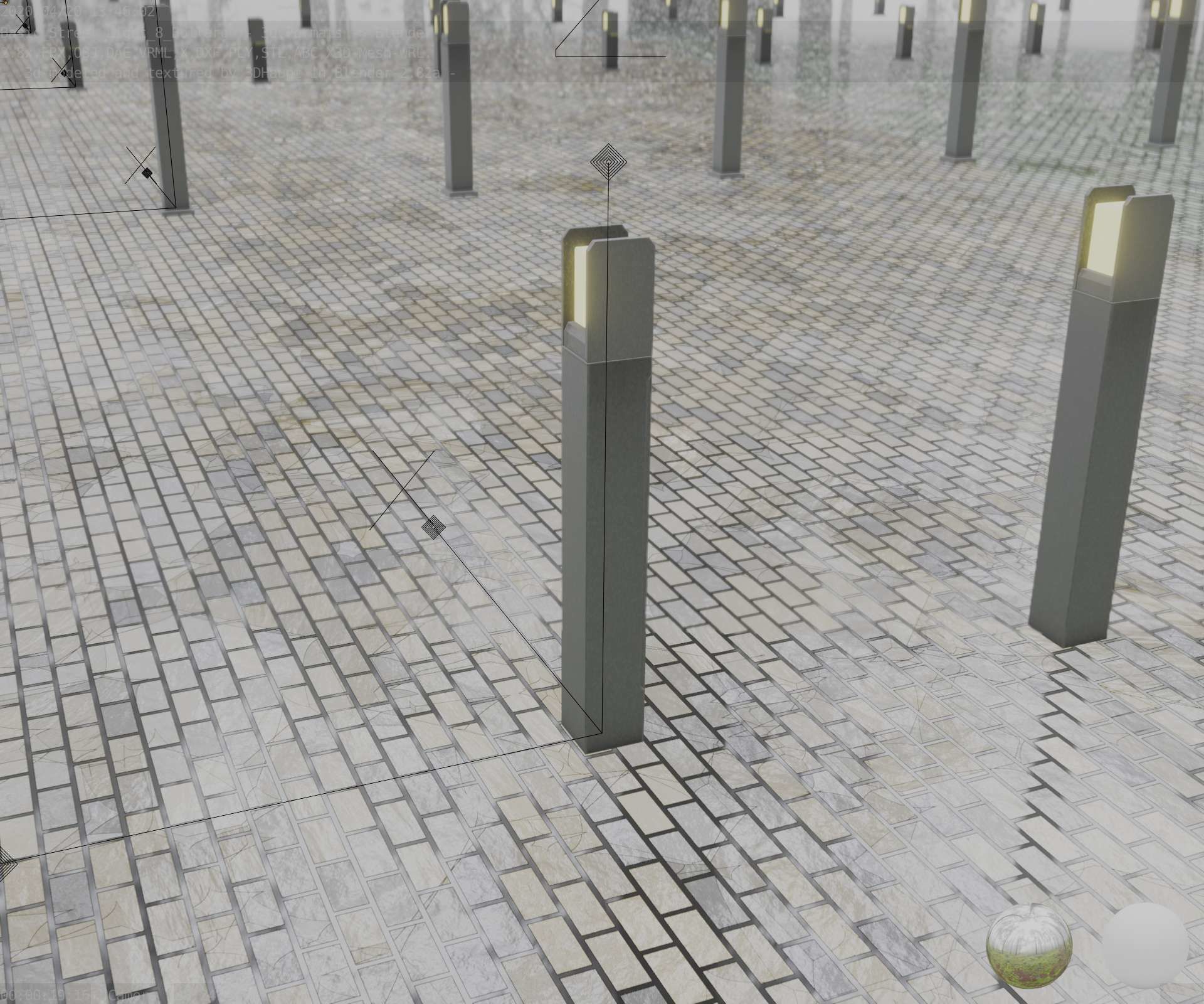 Street Light 8 Bollard 900mm Basic Version 4 Low-poly 3D model_6