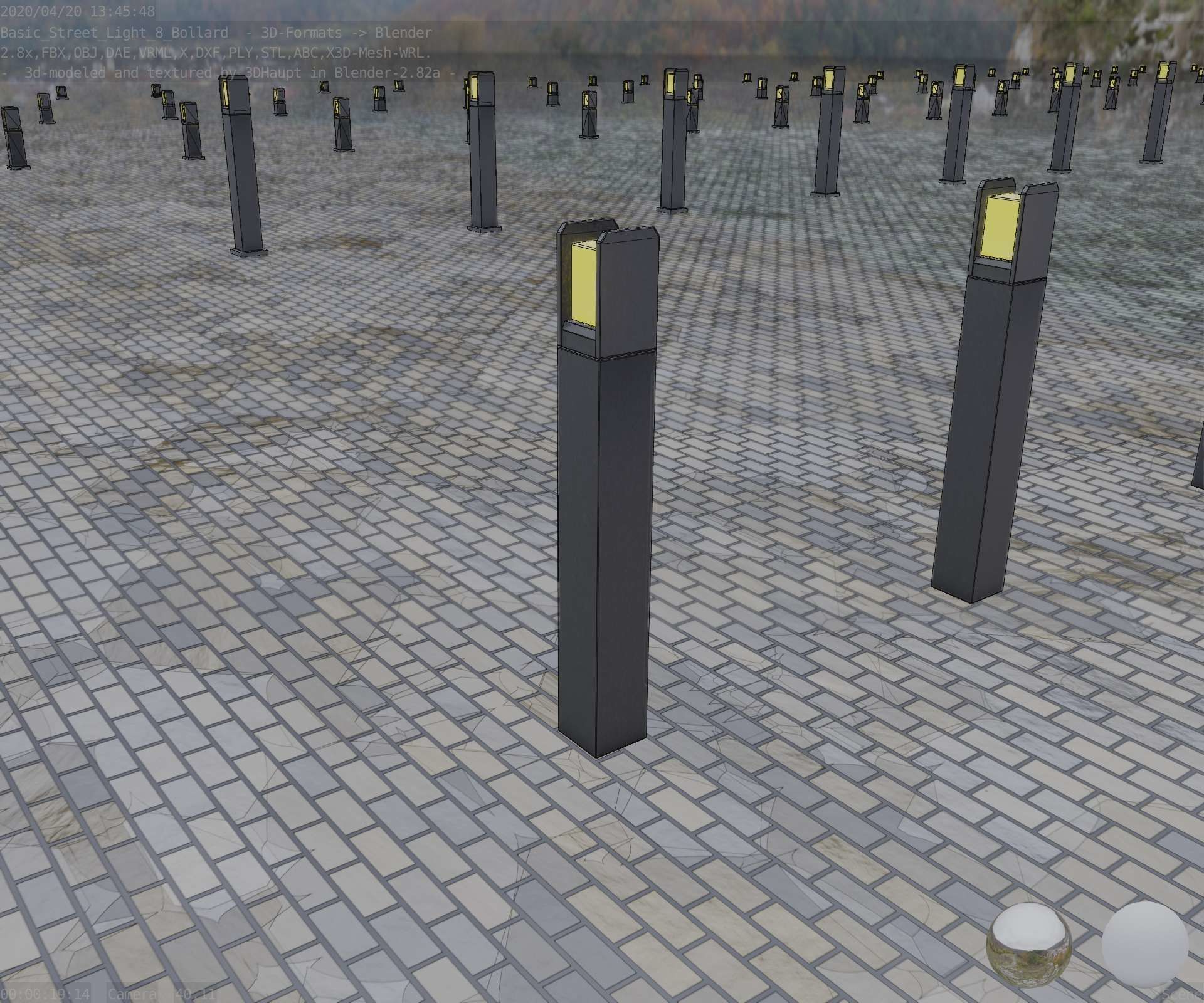 Street Light 8 Bollard 900mm Basic Version 4 Low-poly 3D model_4
