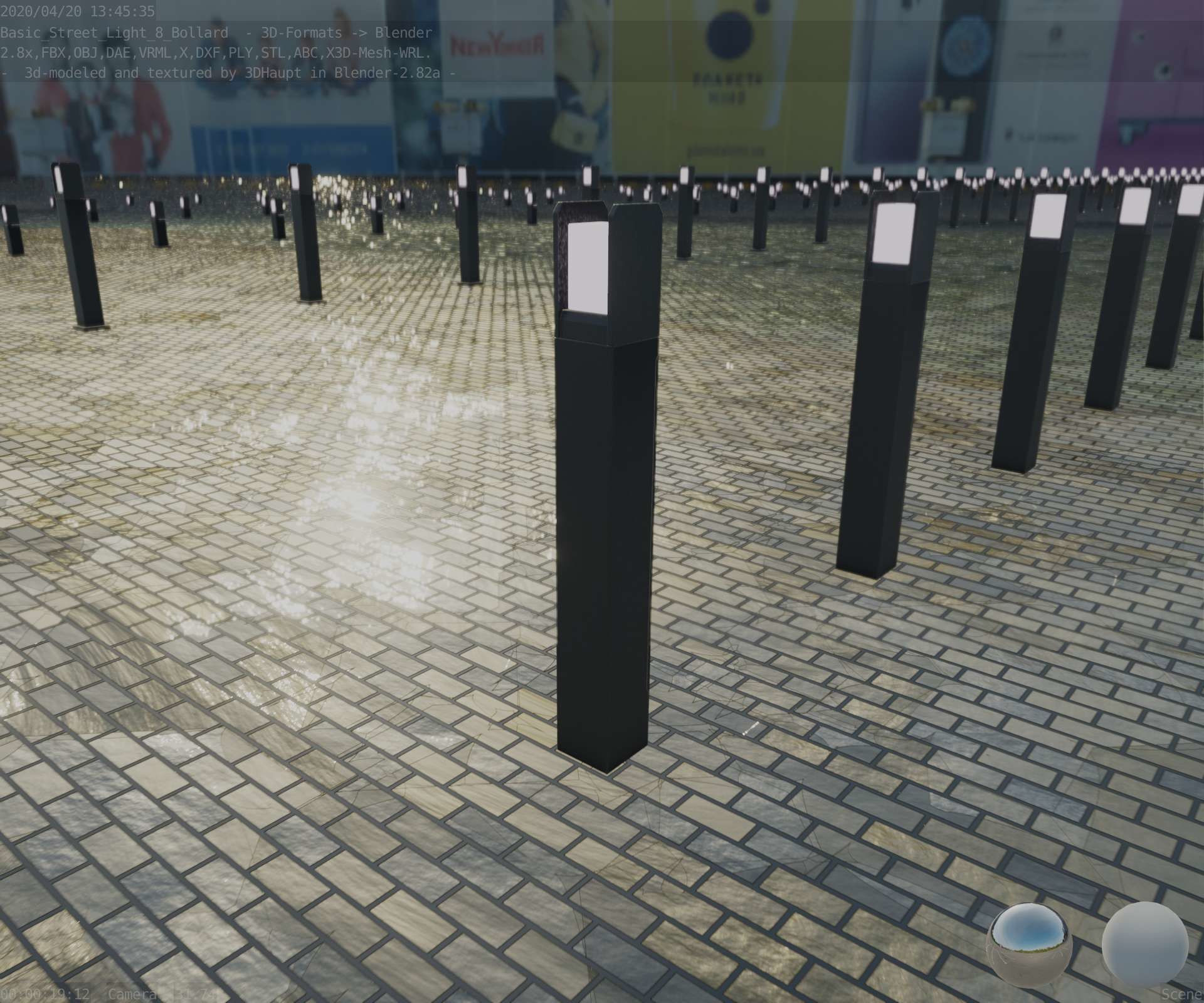 Street Light 8 Bollard 900mm Basic Version 4 Low-poly 3D model_72