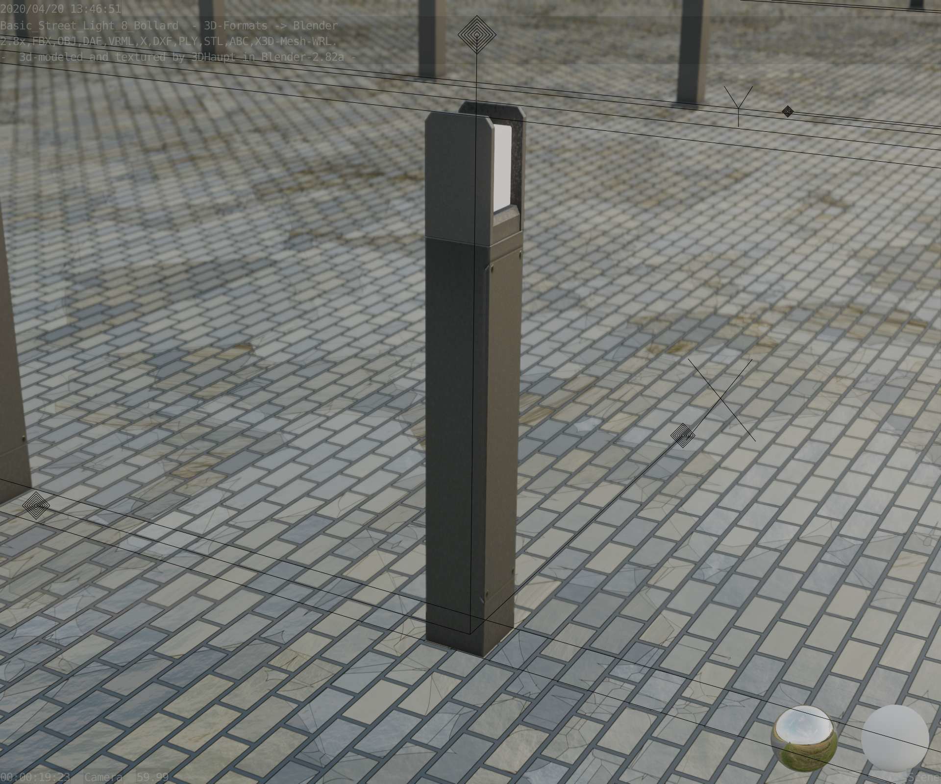 Street Light 8 Bollard 900mm Basic Version 4 Low-poly 3D model_76