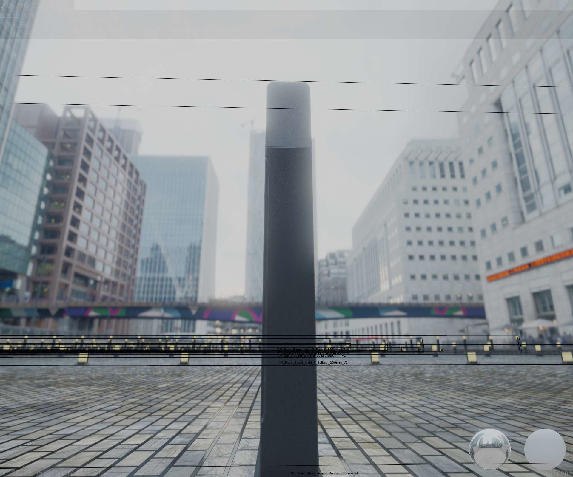 Street Light 8 Bollard 900mm Basic Version 4 Low-poly 3D model_92