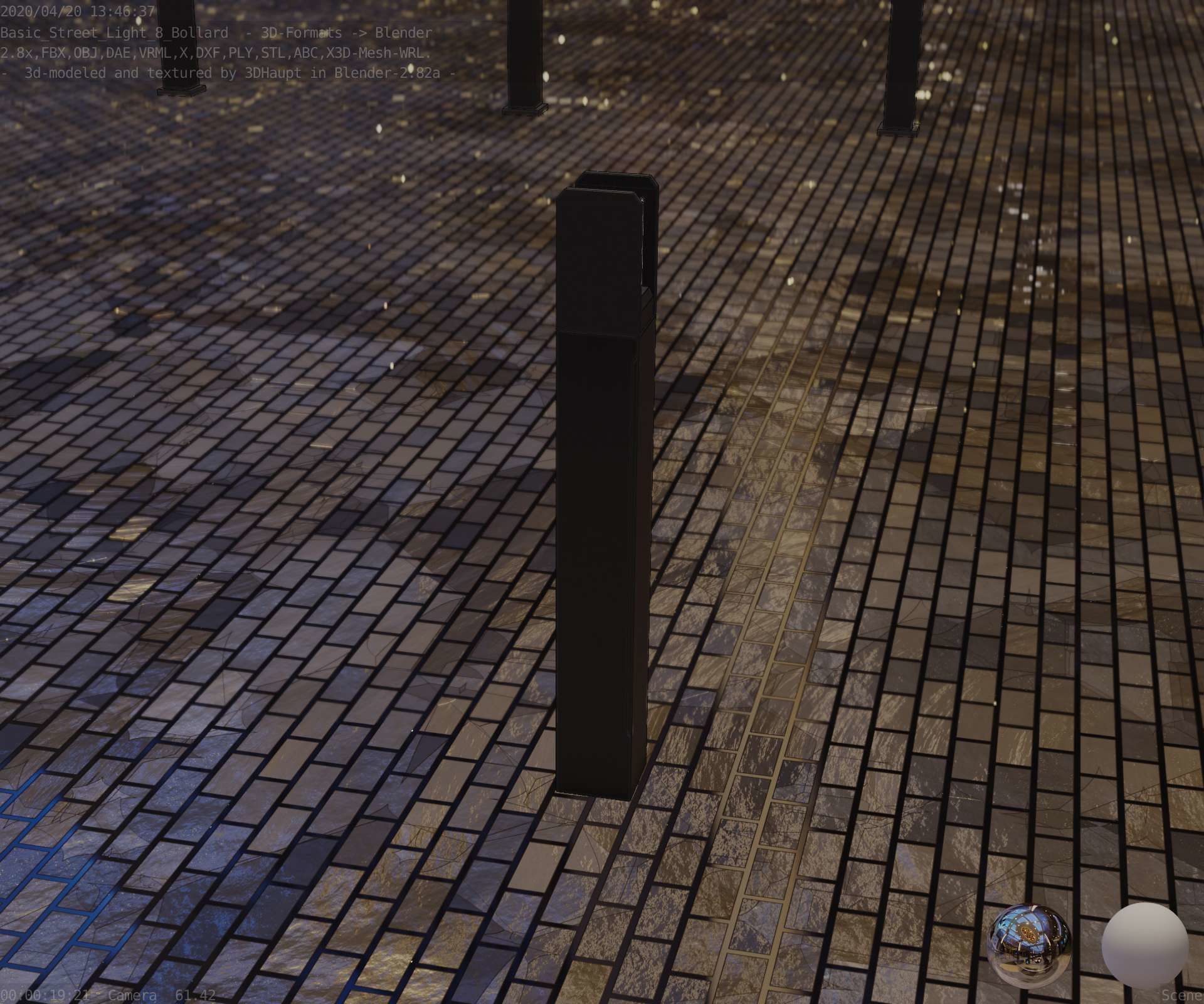 Street Light 8 Bollard 900mm Basic Version 4 Low-poly 3D model_74