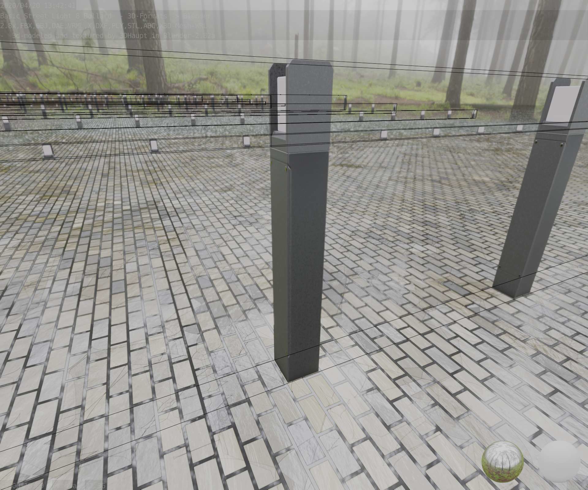 Street Light 8 Bollard 900mm Basic Version 4 Low-poly 3D model_45