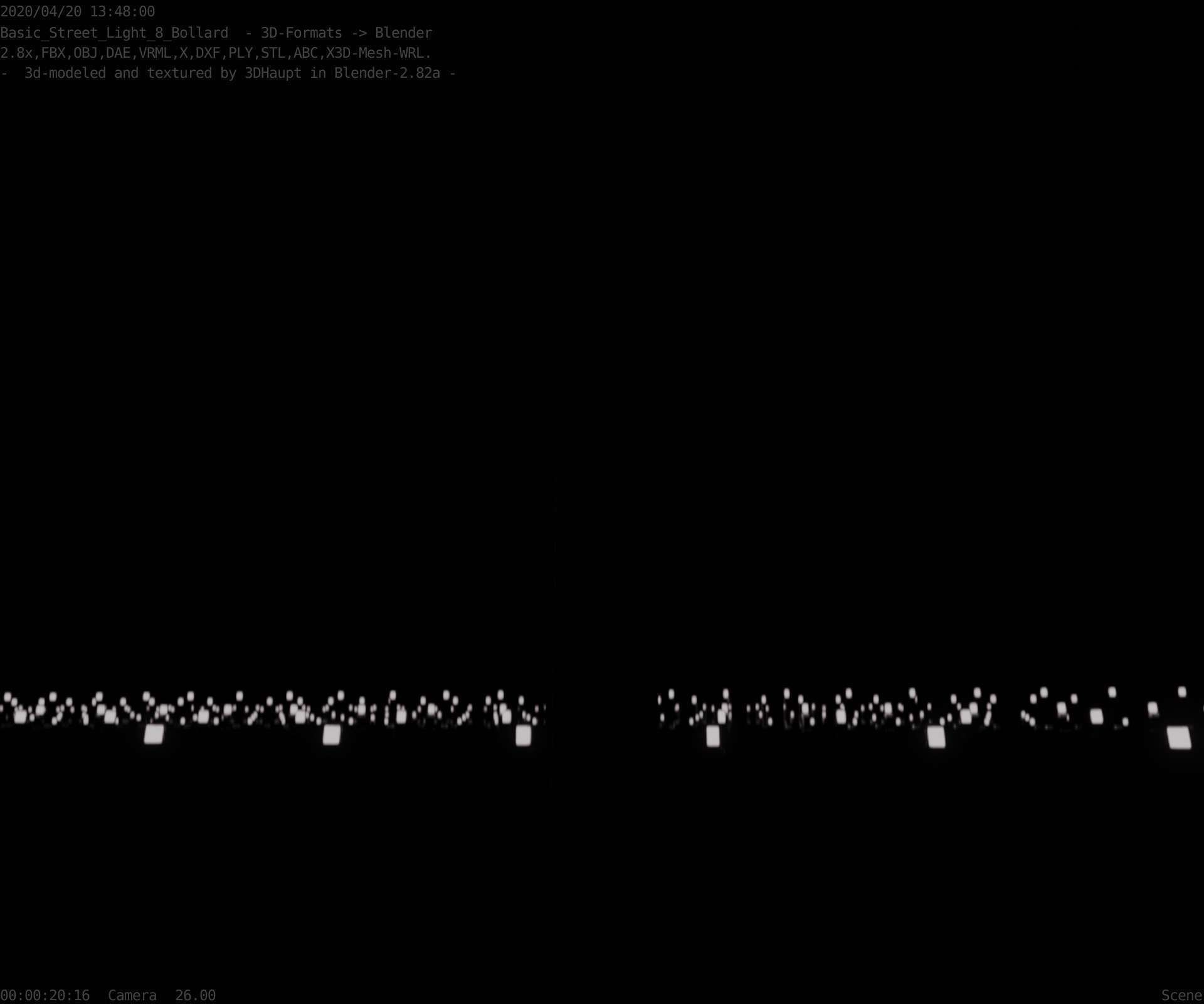 Street Light 8 Bollard 900mm Basic Version 4 Low-poly 3D model_93