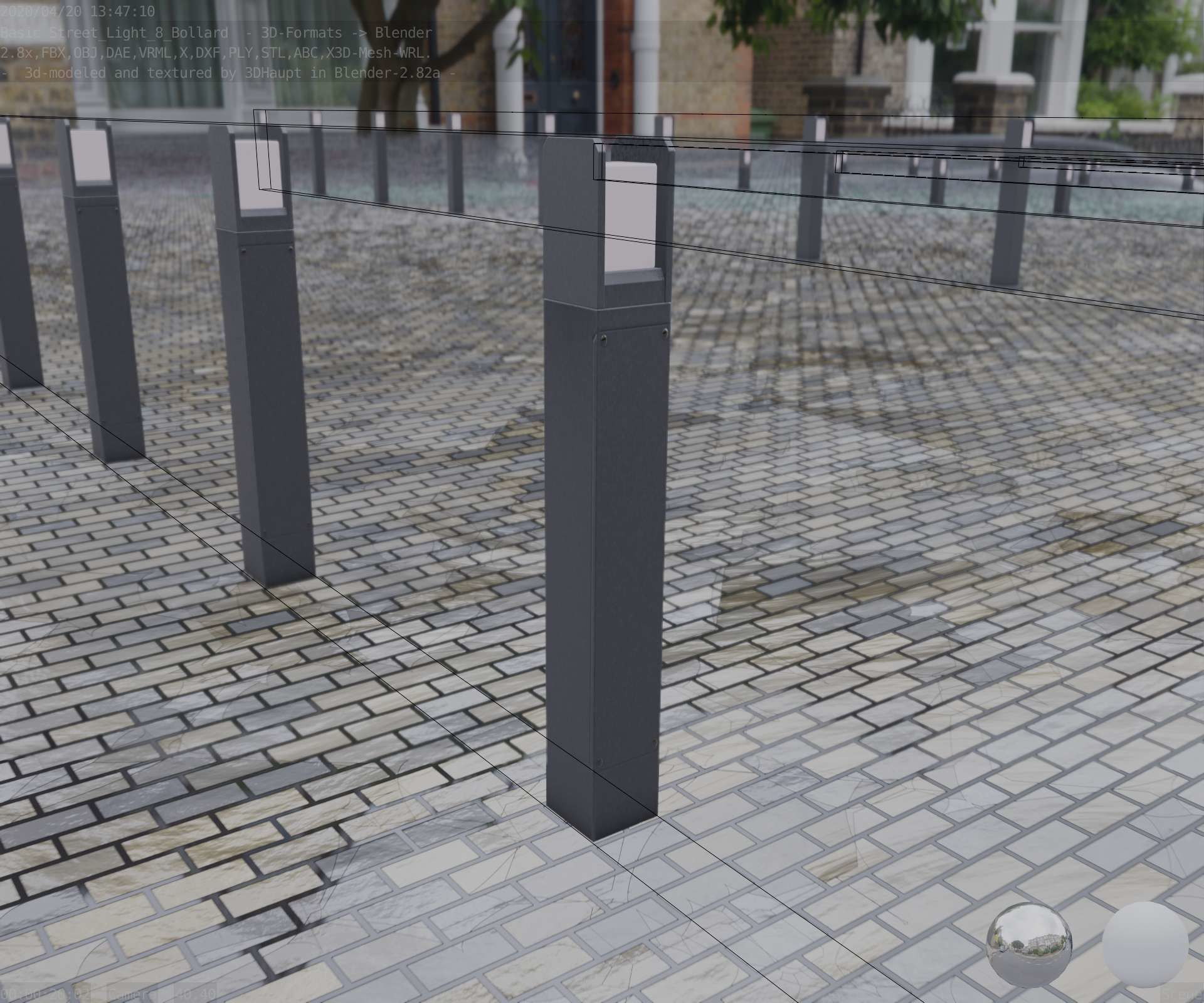 Street Light 8 Bollard 900mm Basic Version 4 Low-poly 3D model_79