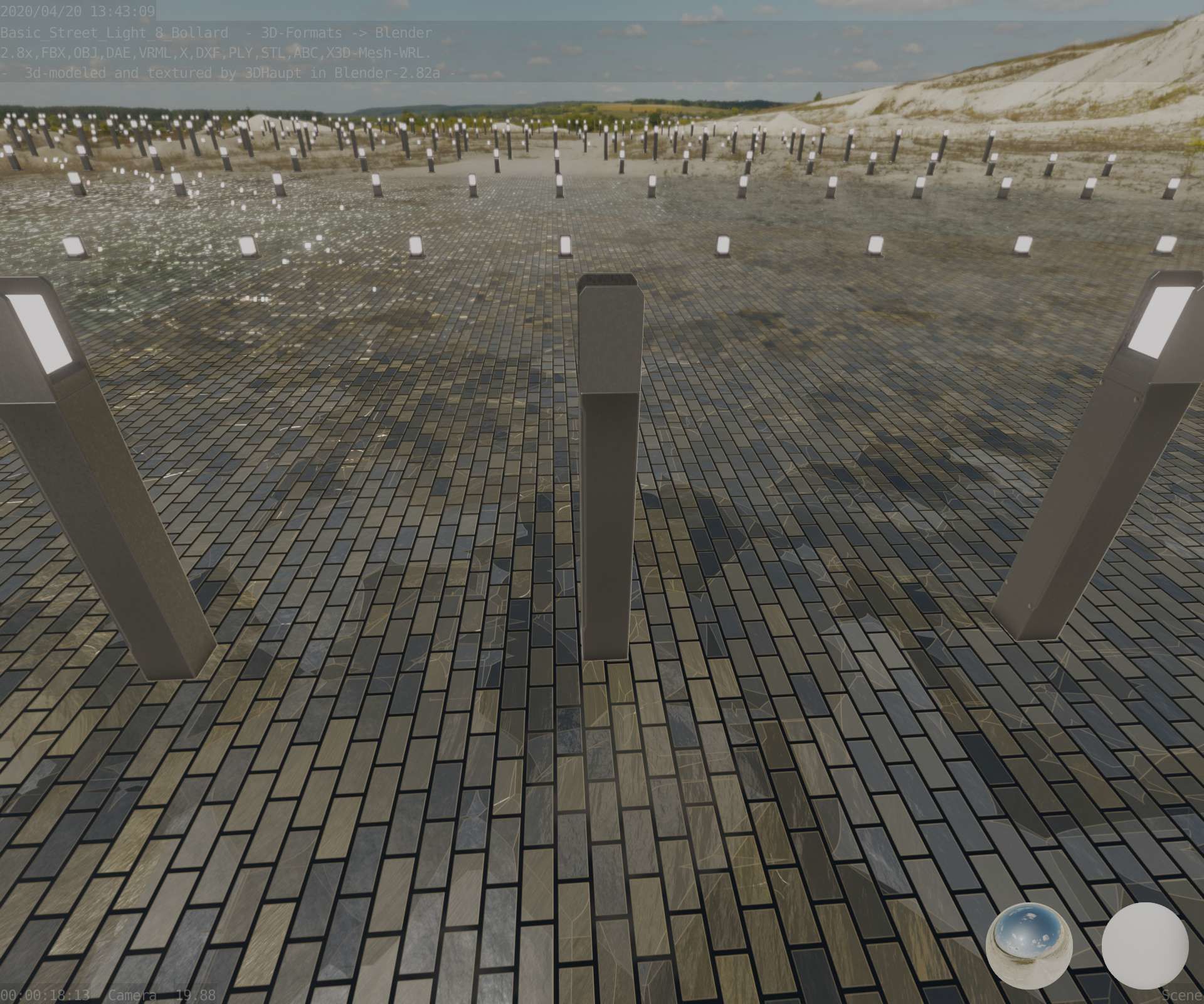 Street Light 8 Bollard 900mm Basic Version 4 Low-poly 3D model_49