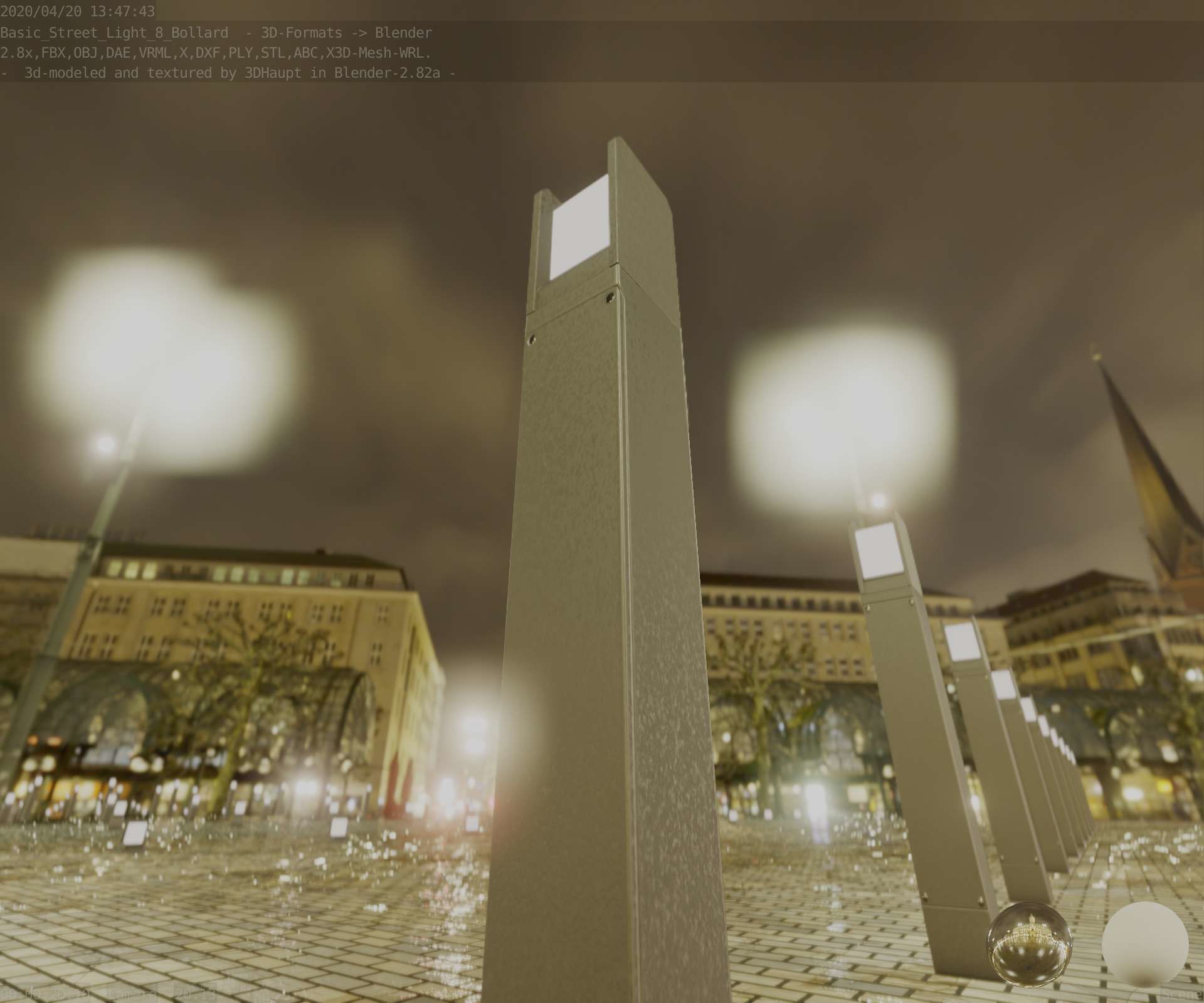 Street Light 8 Bollard 900mm Basic Version 4 Low-poly 3D model_87