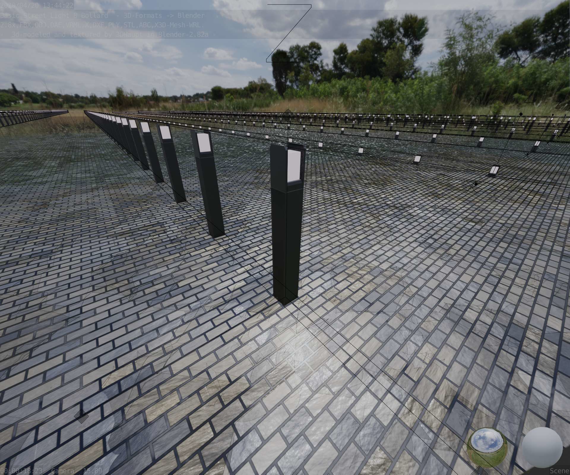 Street Light 8 Bollard 900mm Basic Version 4 Low-poly 3D model_59