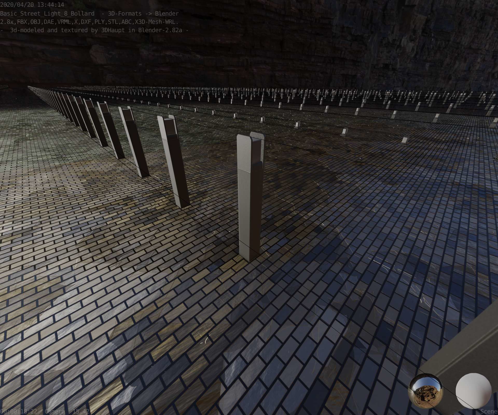 Street Light 8 Bollard 900mm Basic Version 4 Low-poly 3D model_58