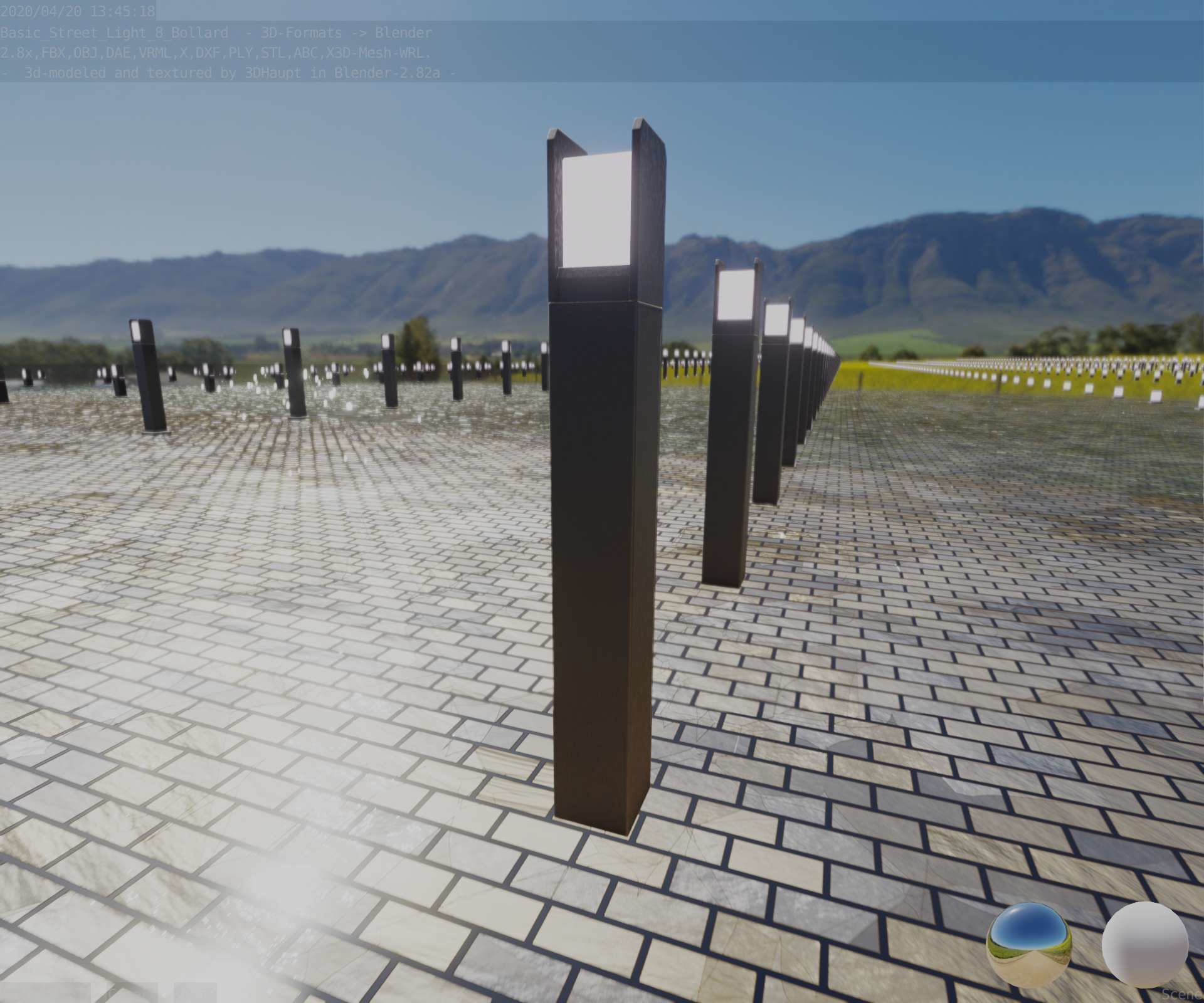 Street Light 8 Bollard 900mm Basic Version 4 Low-poly 3D model_69